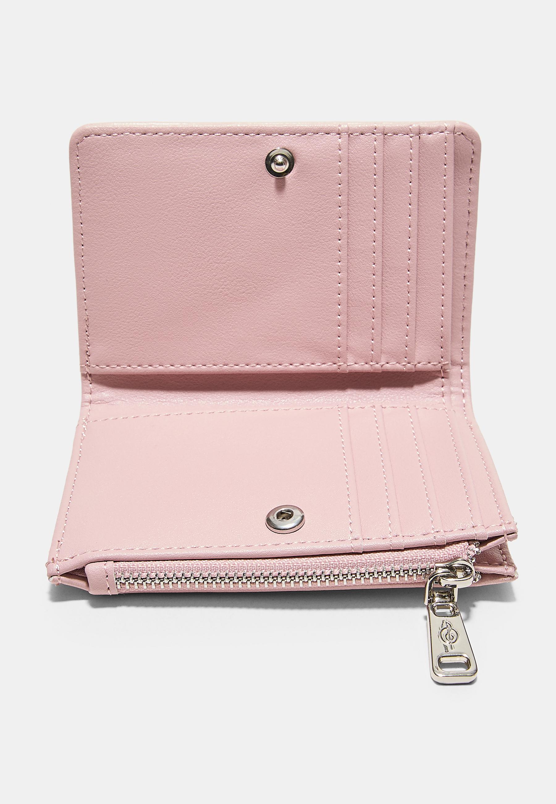 Faux leather card holder purse — Pastel pink