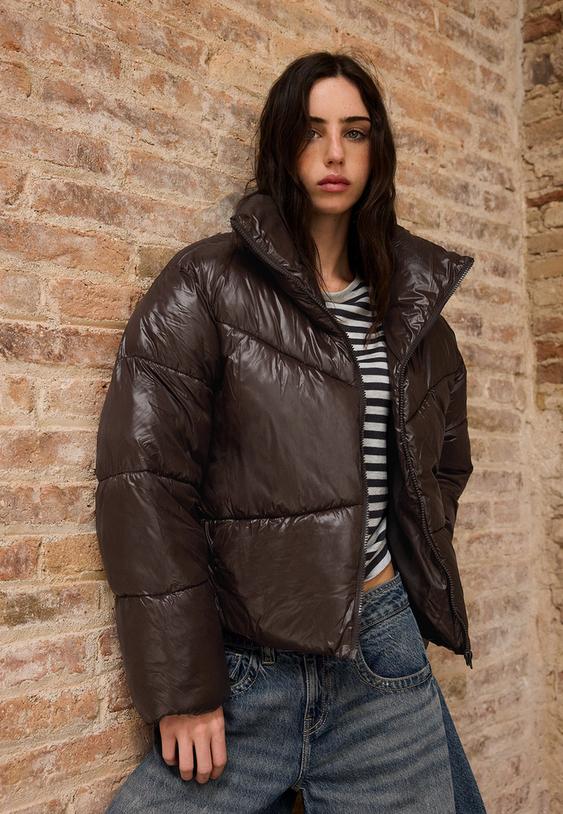 highneck cropped puffer jacket