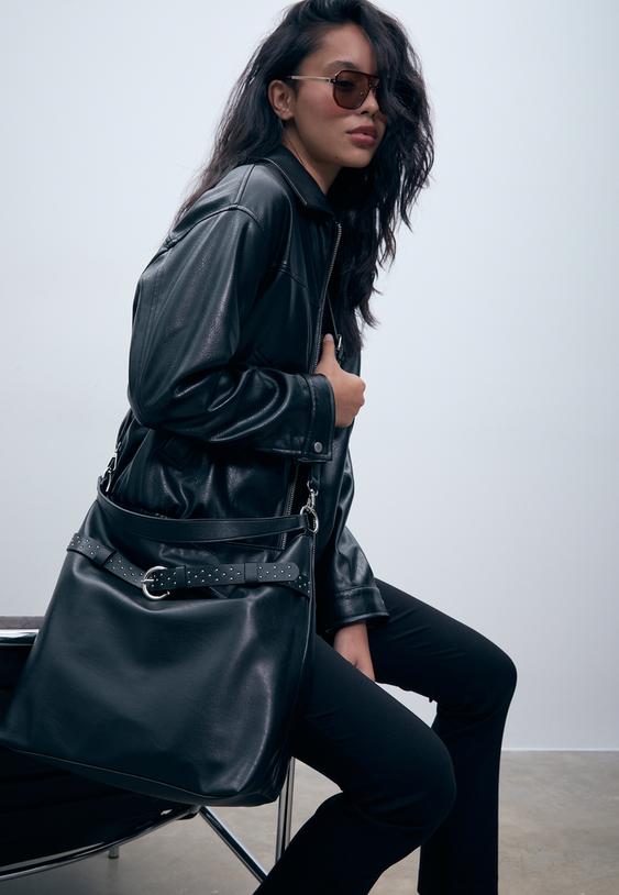 handbag with studded belt