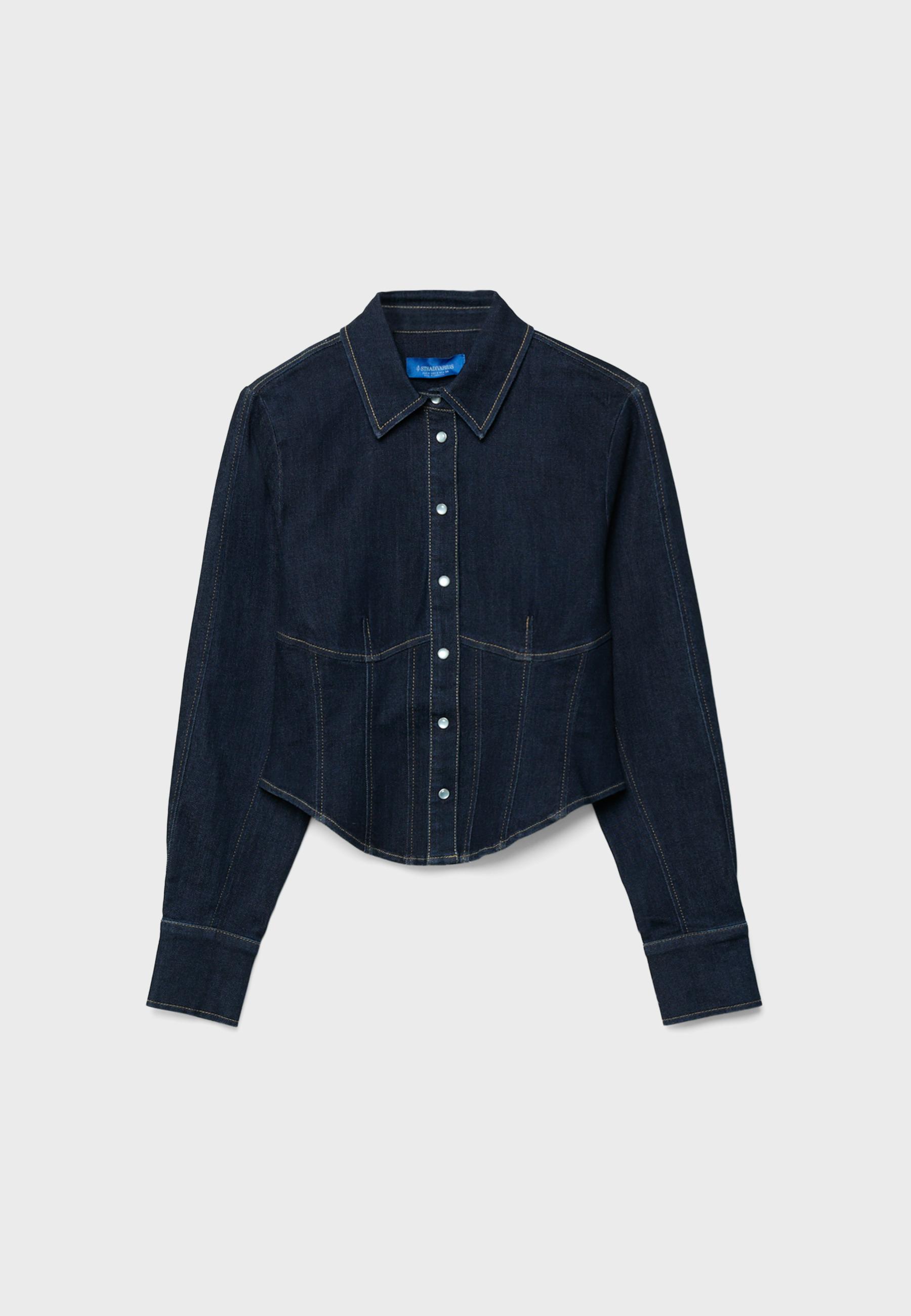 Denim corset shirt — OVERDYED BLUE DENIM