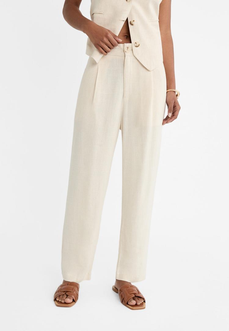 pantalon carrot con lino