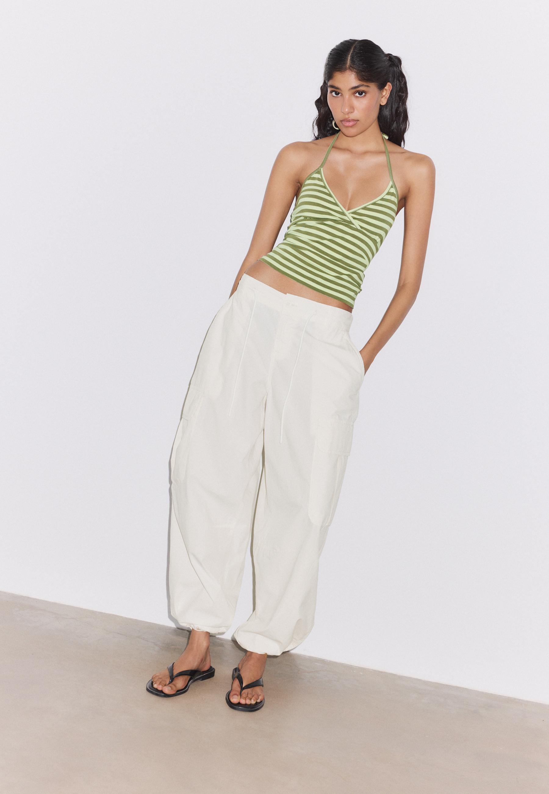 Poplin cargo trousers — Stone