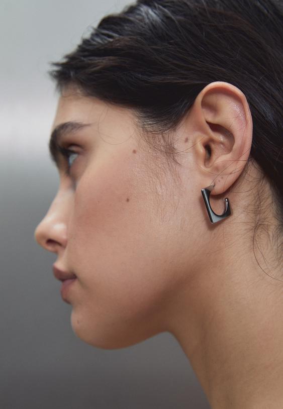 Stradivarius Set Of 2 Waterproof Earrings Grey Os