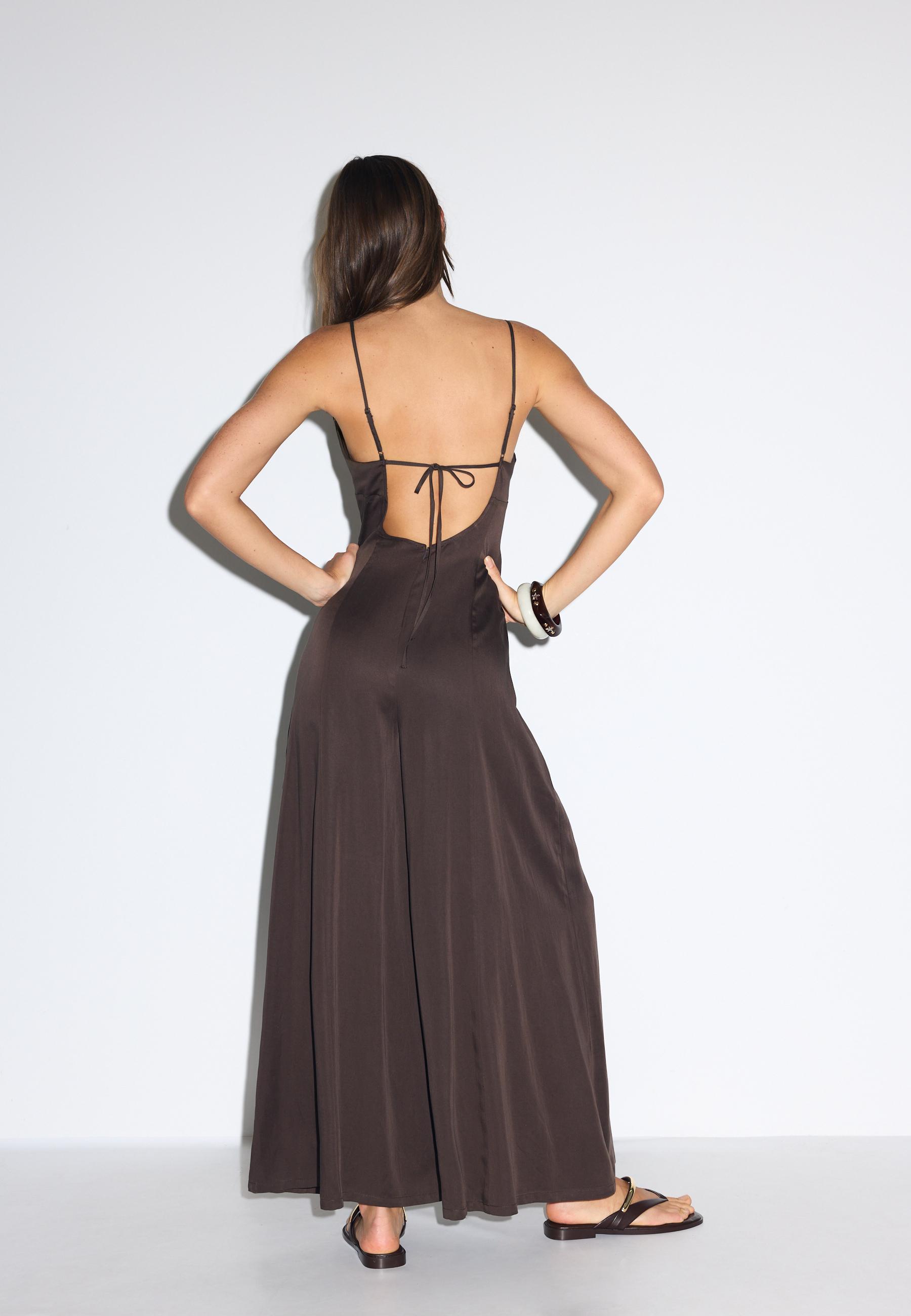 Strappy wide-leg jumpsuit — Brown