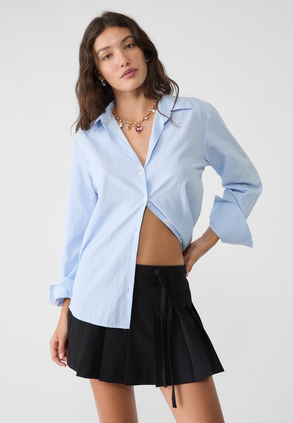 Striped poplin shirt