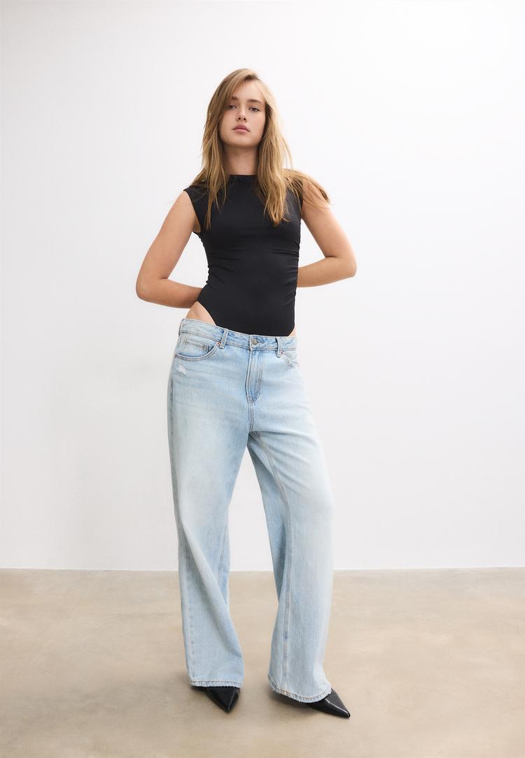 Stradivarius Σουρωτό Κορμάκι Μαύρο M