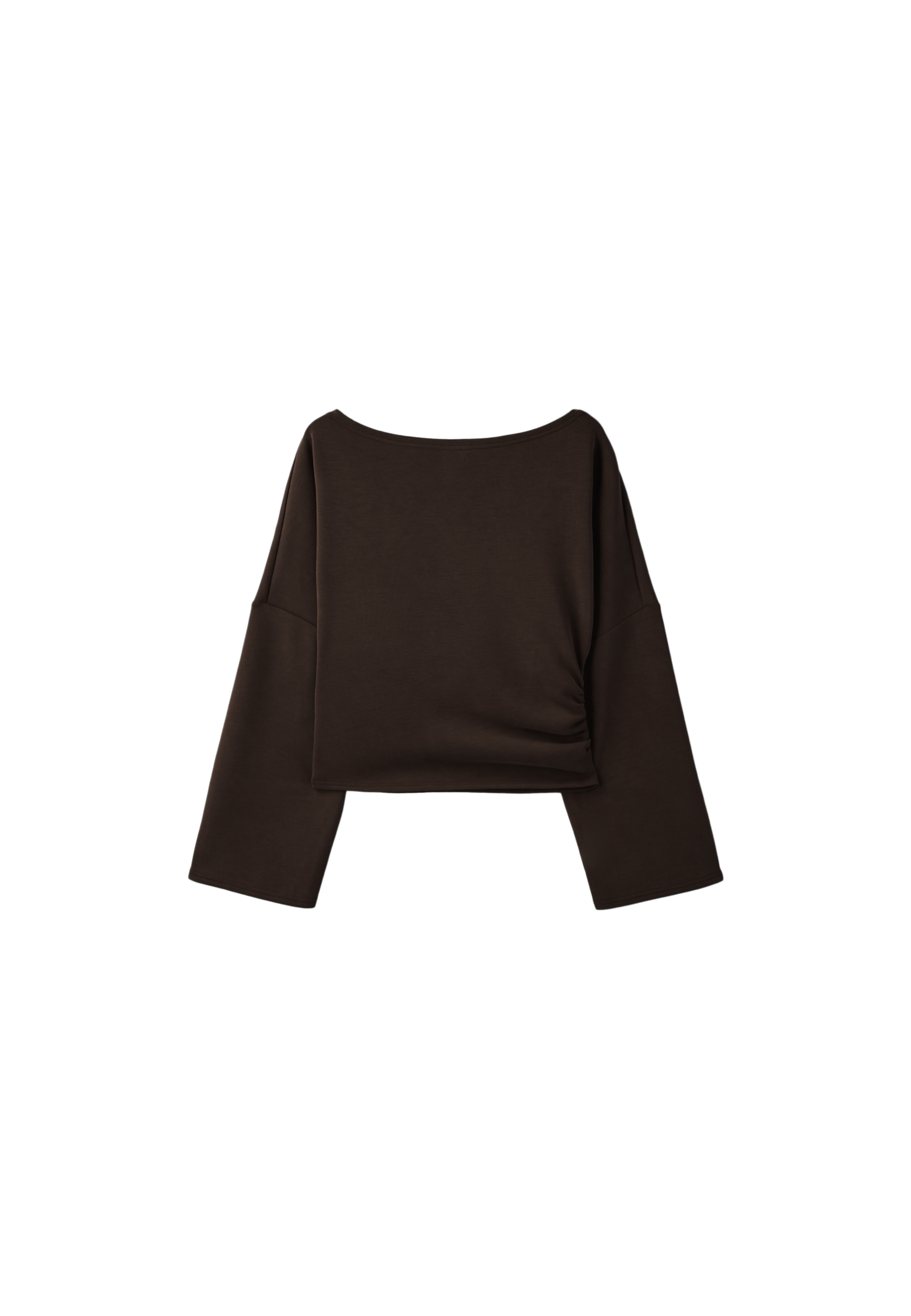 Soft-touch ruched asymmetric sweatshirt — Brown