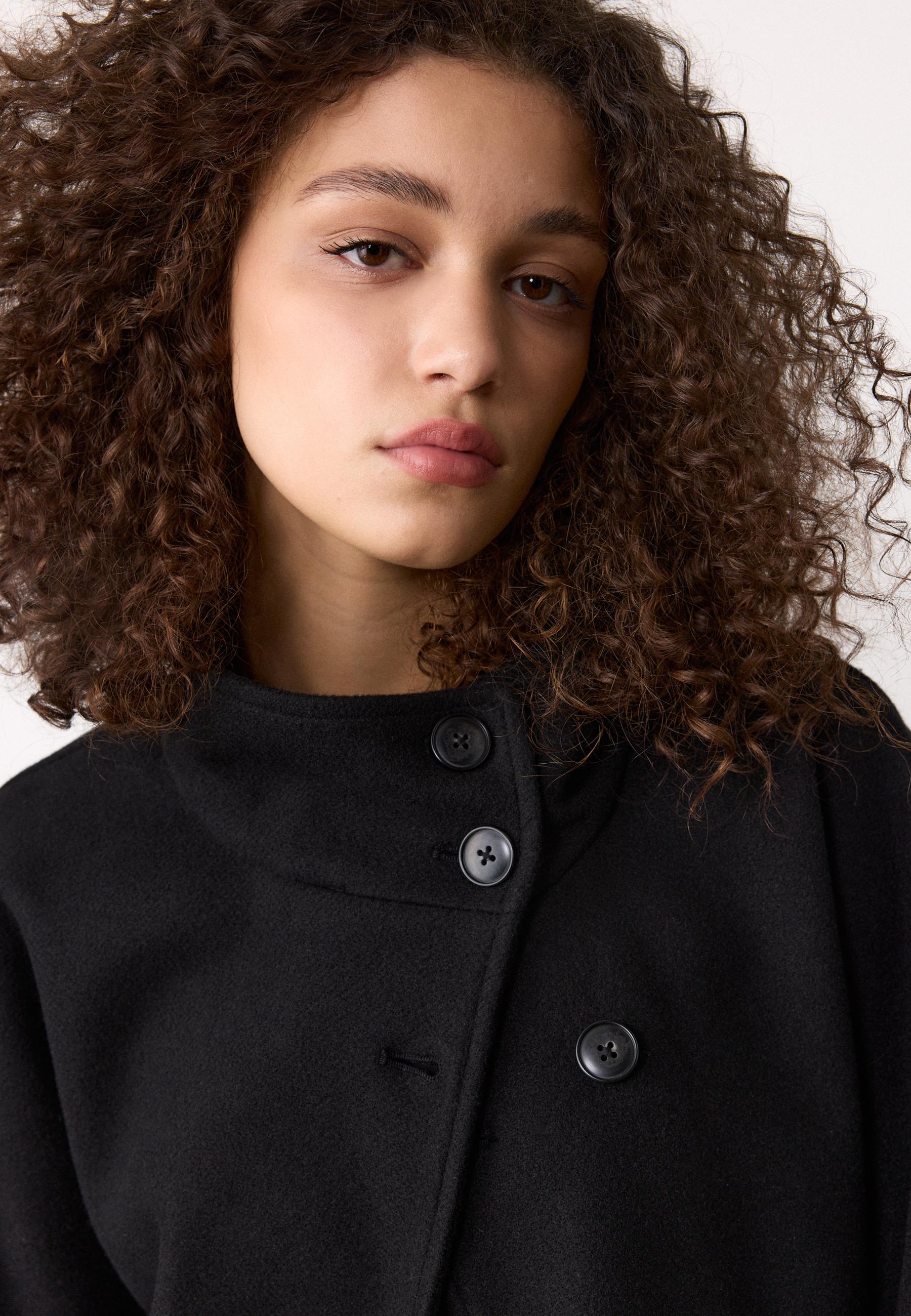Soft-touch cape jacket — Black