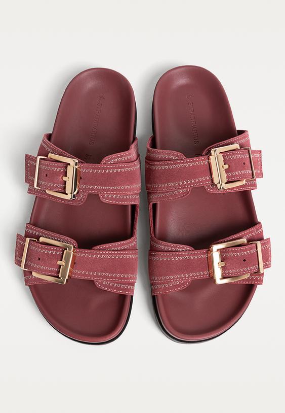 sandalias planas piel hebillas