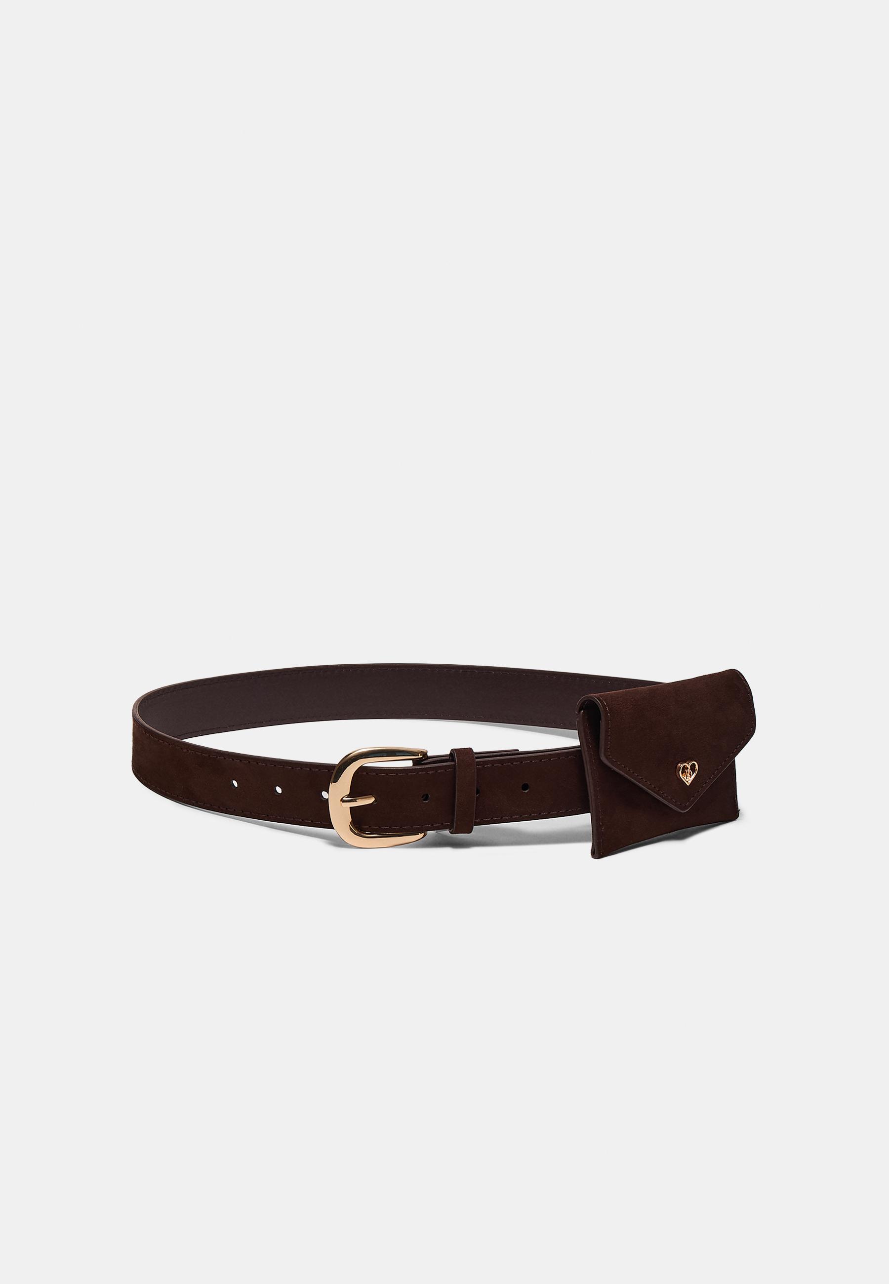 Belt with purse appliqué — Brown