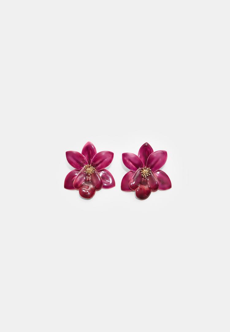 Stradivarius Orchideenblüten-Ohrring Fuchsia Os