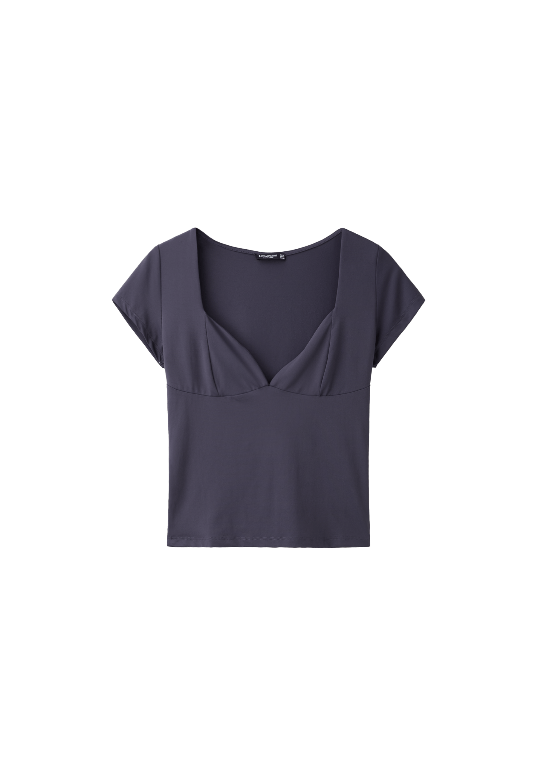 Polyamide V-neck cap sleeve T-shirt — Dark grey
