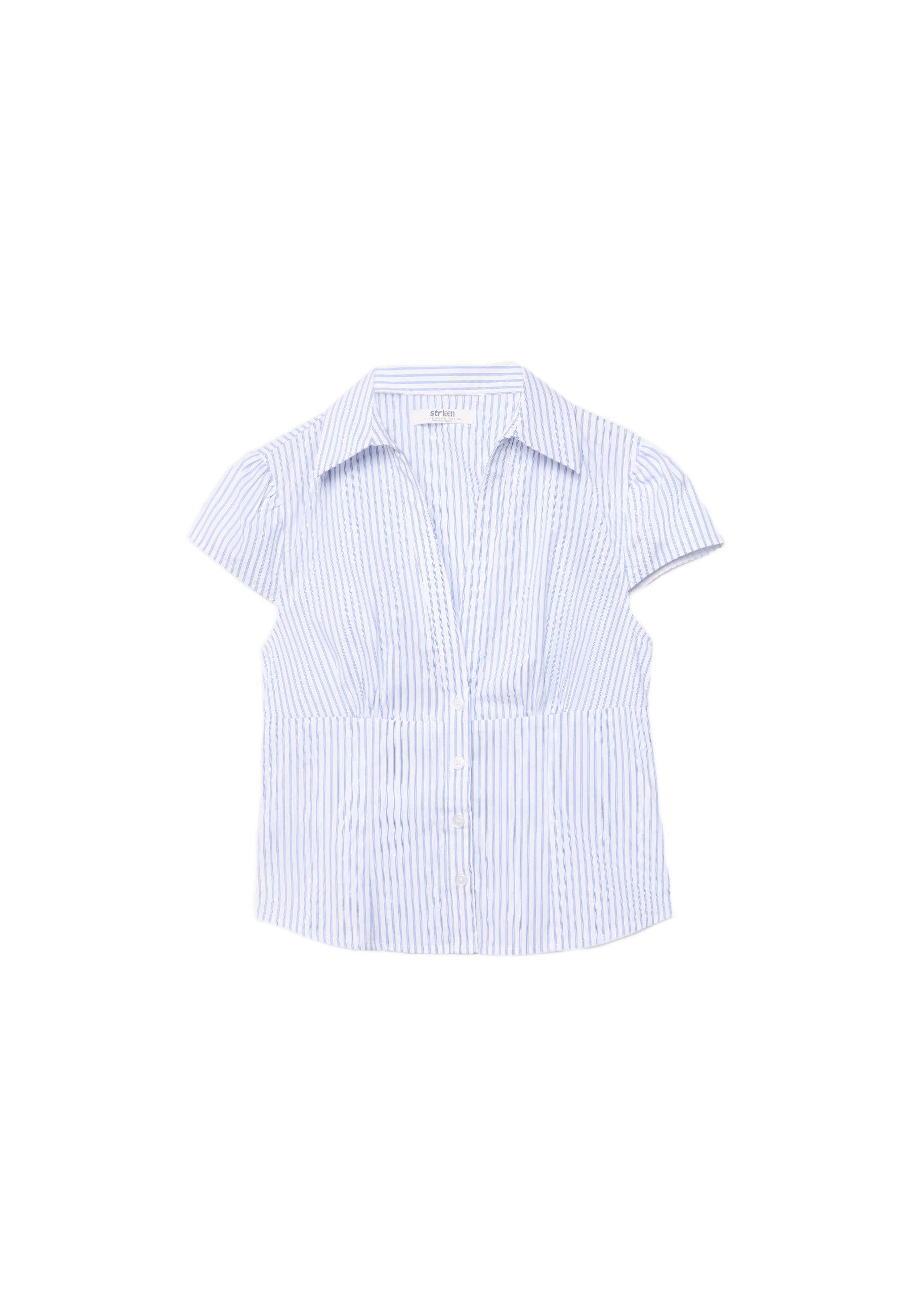 Fitted short sleeve shirt — GREY DENIM WASH