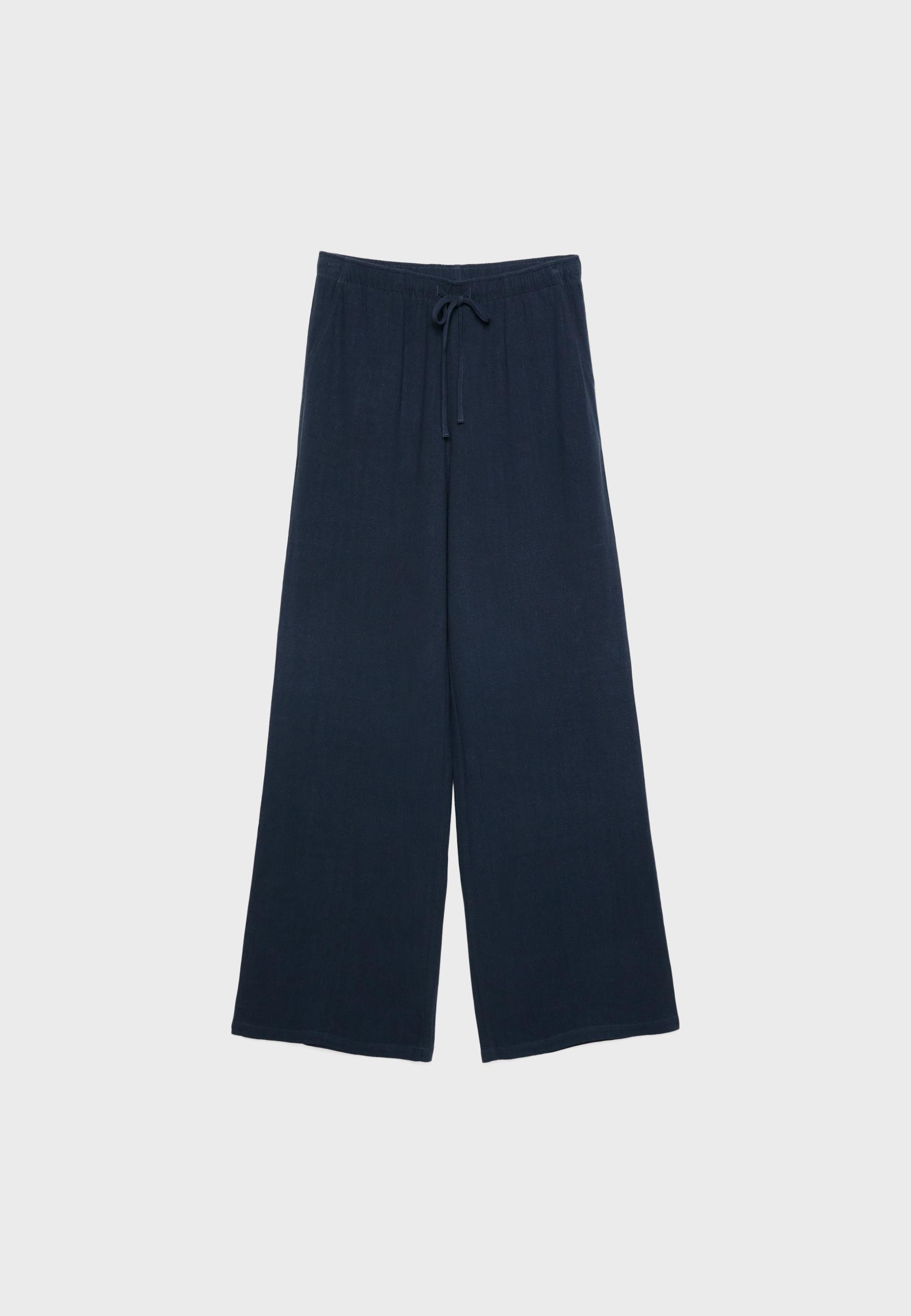 Keten görünümlü düz pantolon - Görsel 7