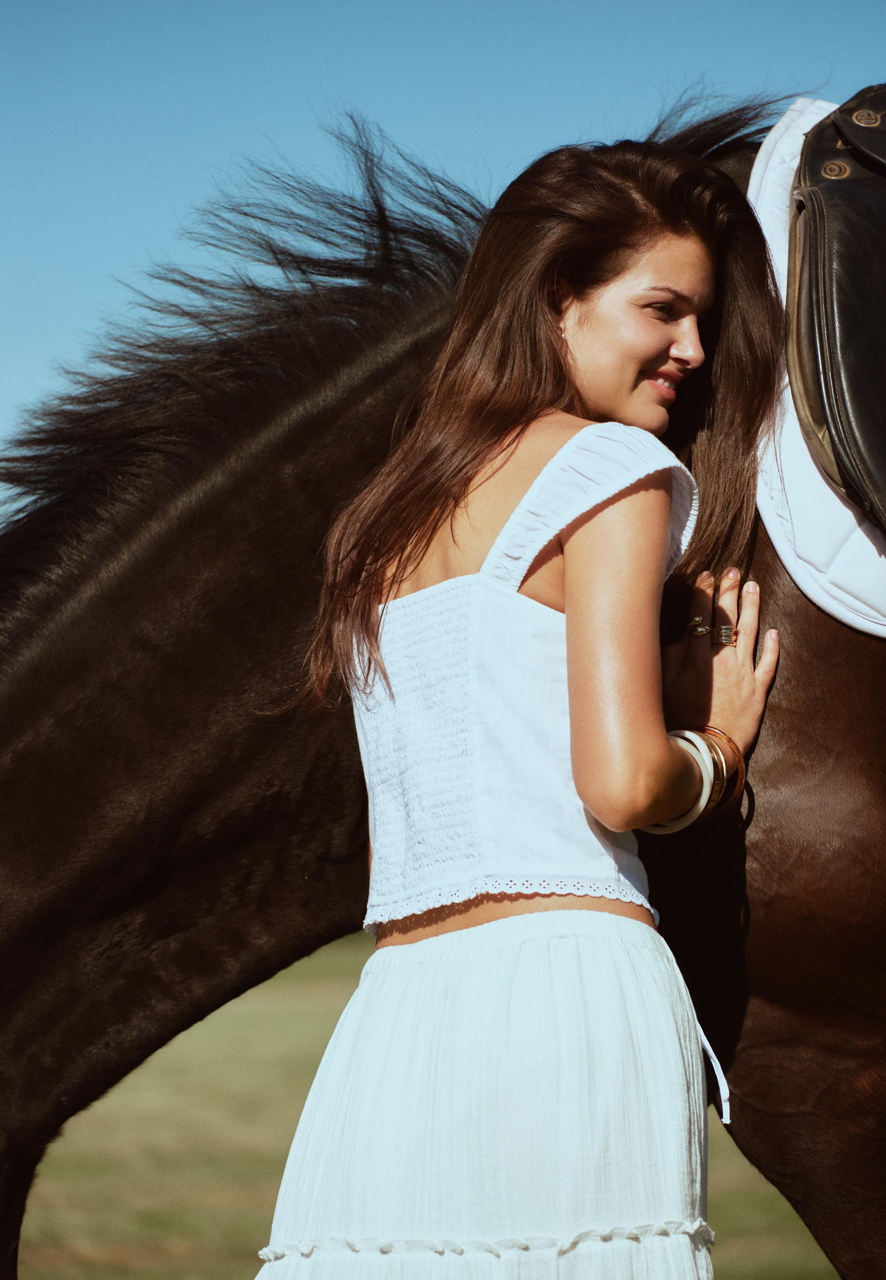 Lace-up corset top — White