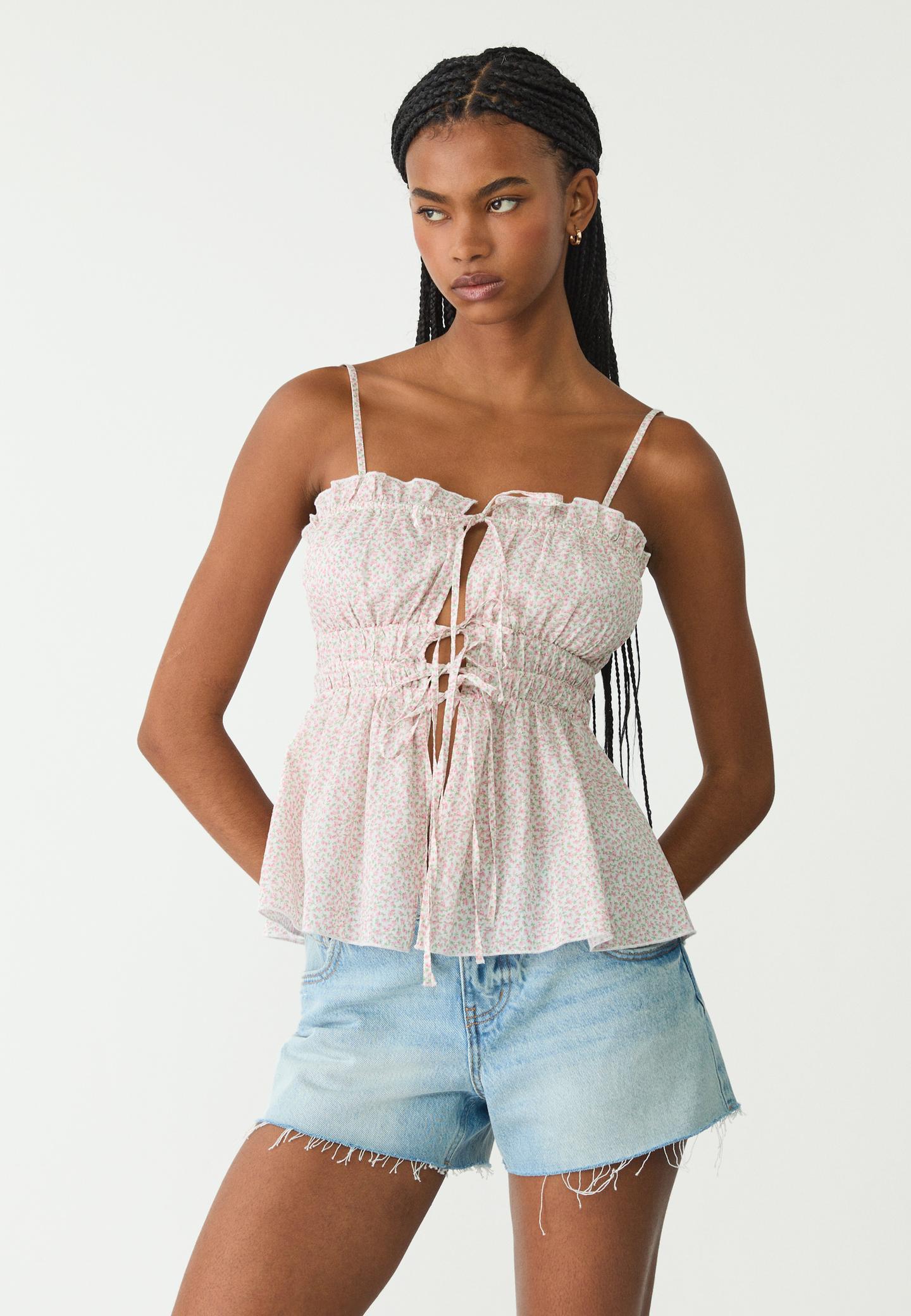 Strappy top with tie detail
