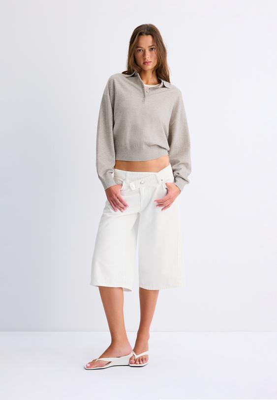 camisola de malha com gola de polo