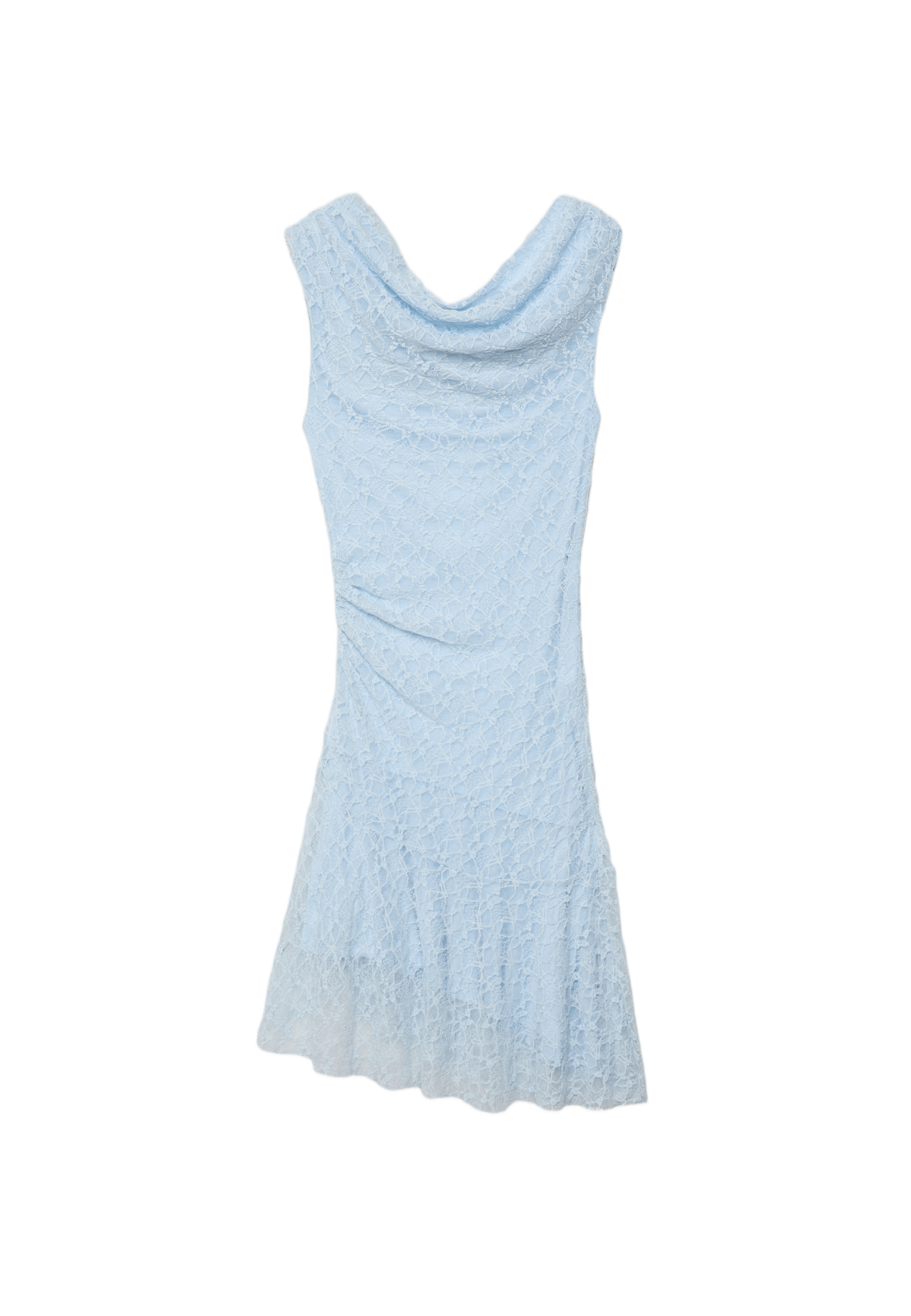 Asimetrik dantelli elbise