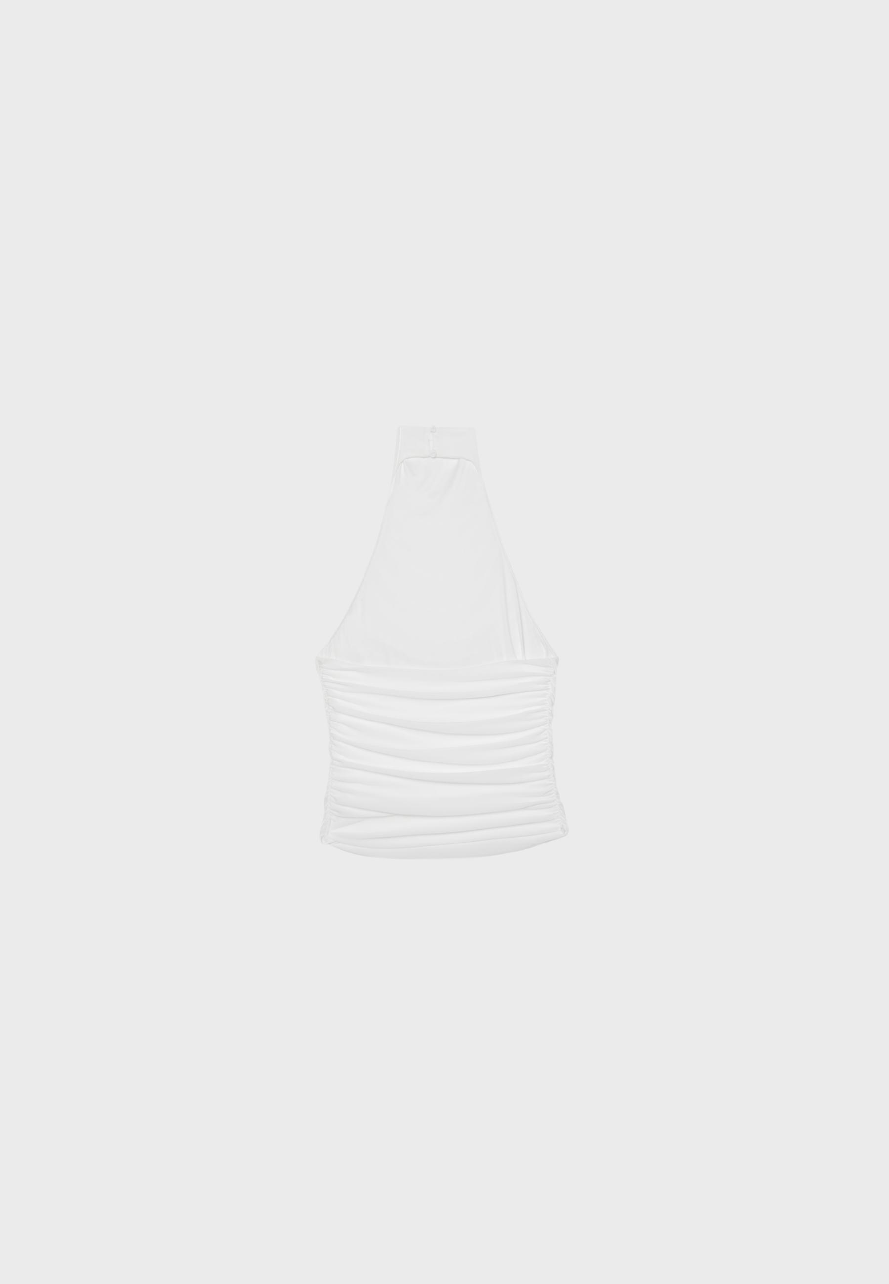 Ruched halter top — Ecru