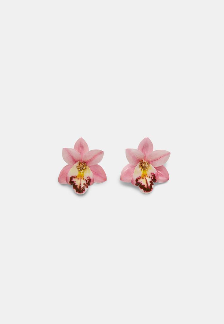 Stradivarius Náušnice S Květem Orchideje Pink Os