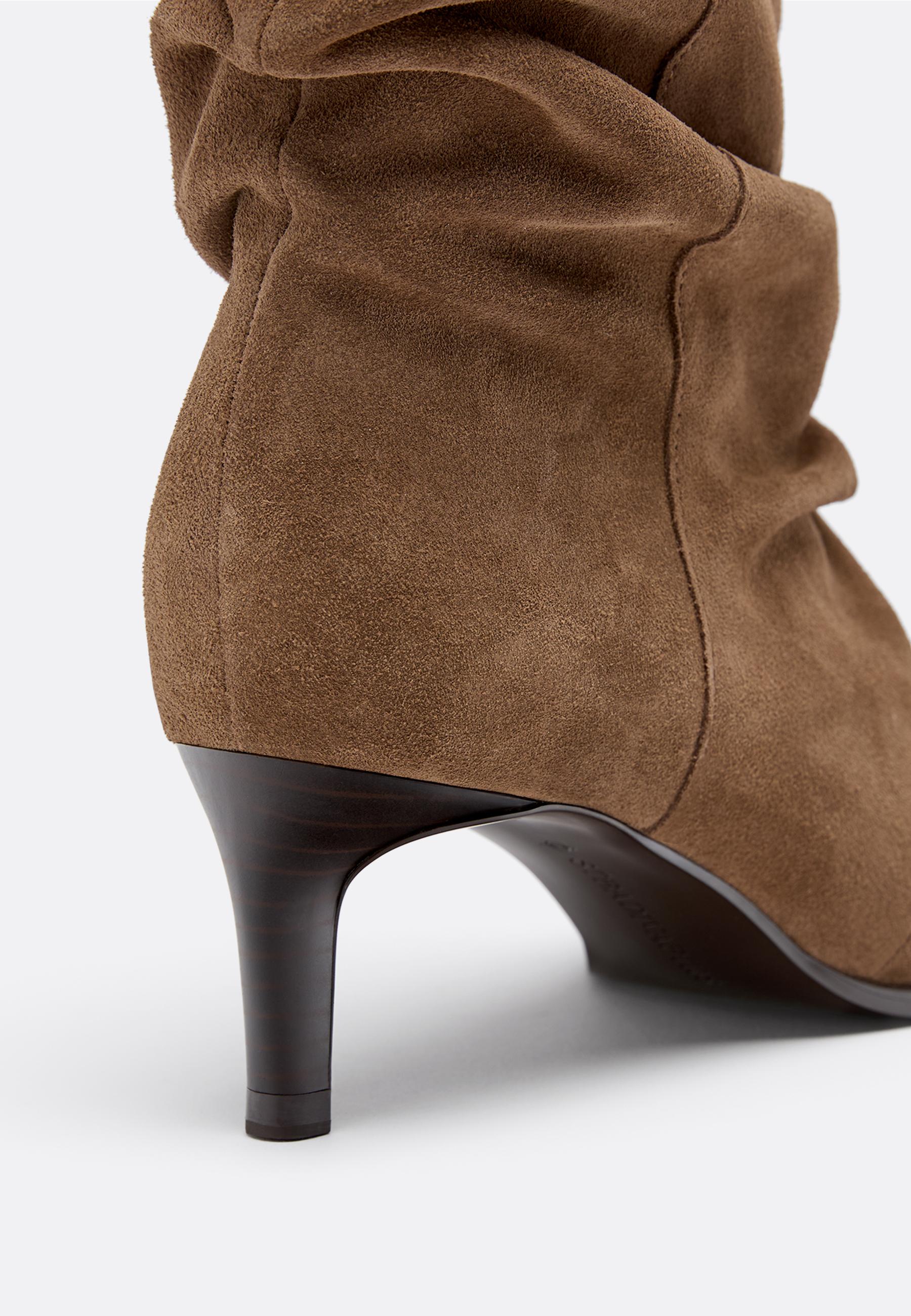 Slouchy leather heeled ankle boots — BROWN (alternate view)
