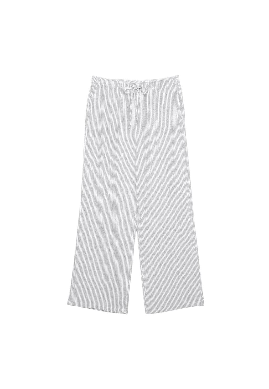 Pantalon fluide à rayures en lin