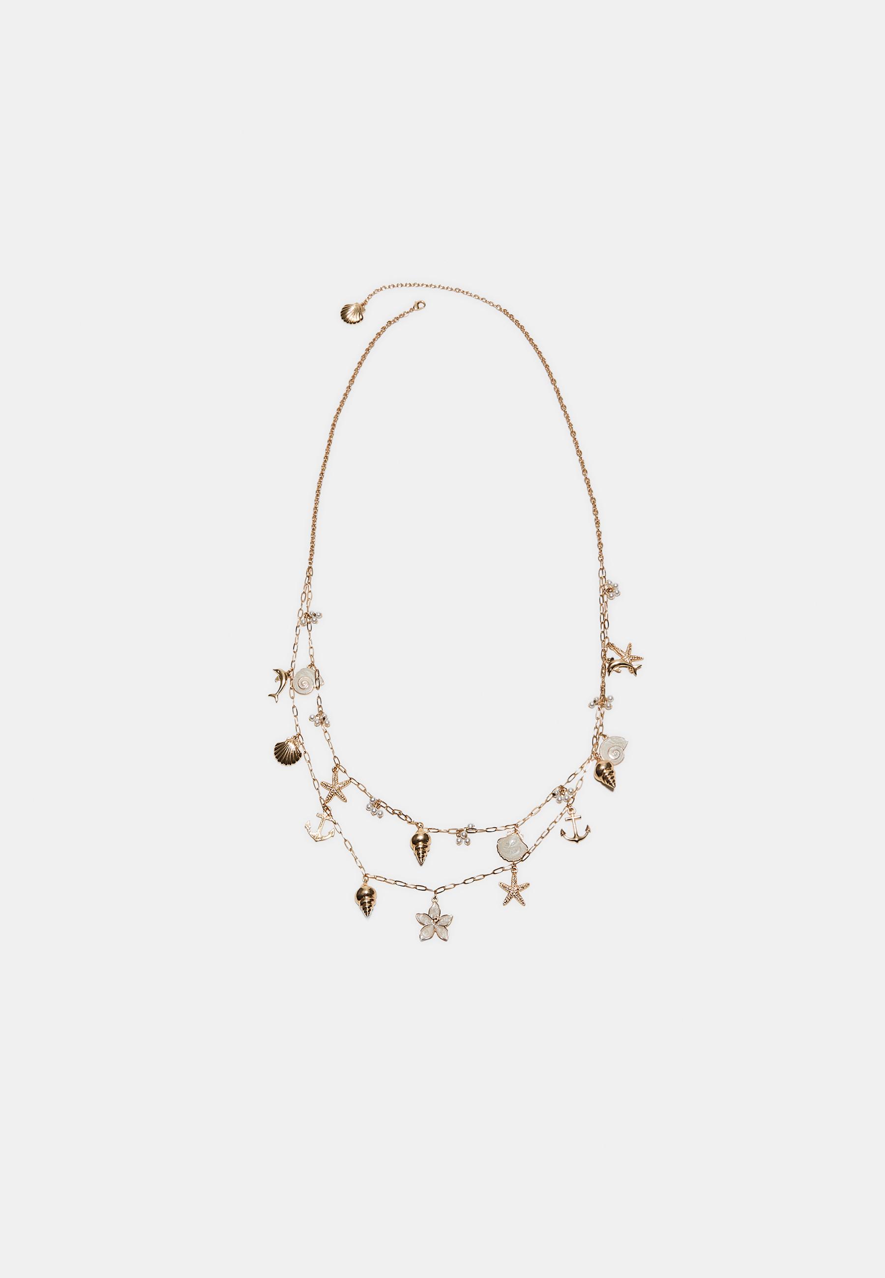 Multi-way necklace with mini sea charms — Gold