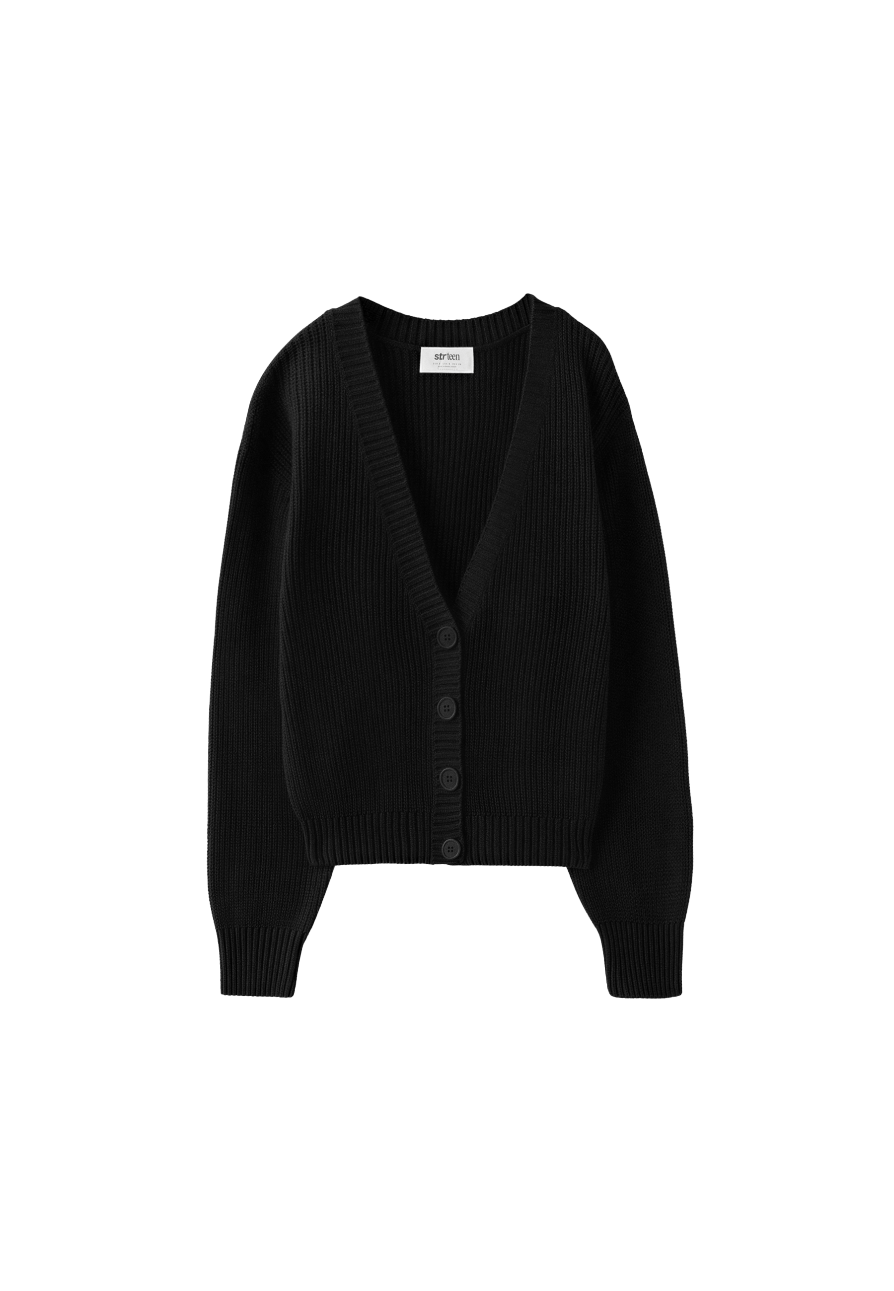 V-neck knit cardigan — Black