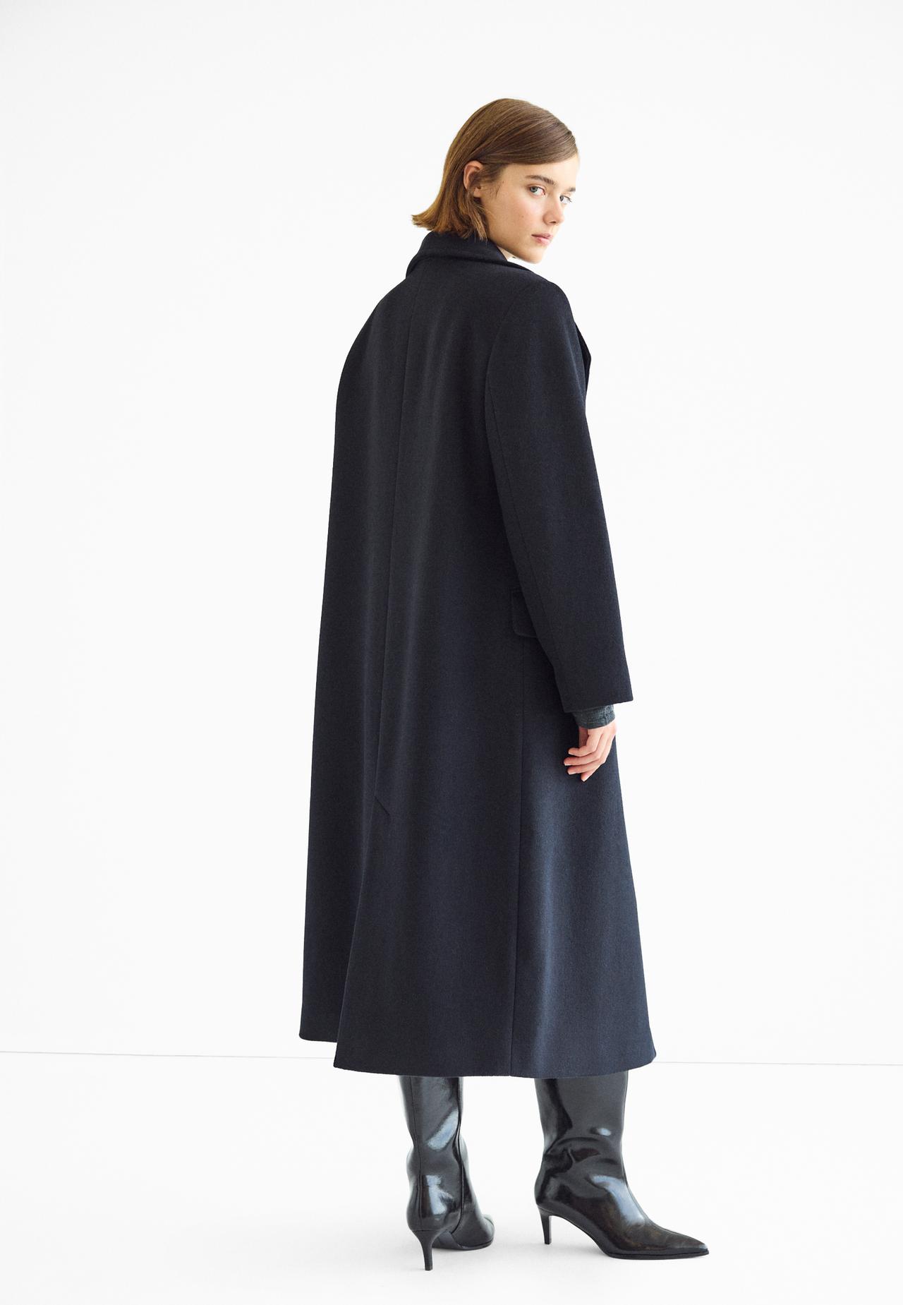 Long wool-blend coat — Navy blue