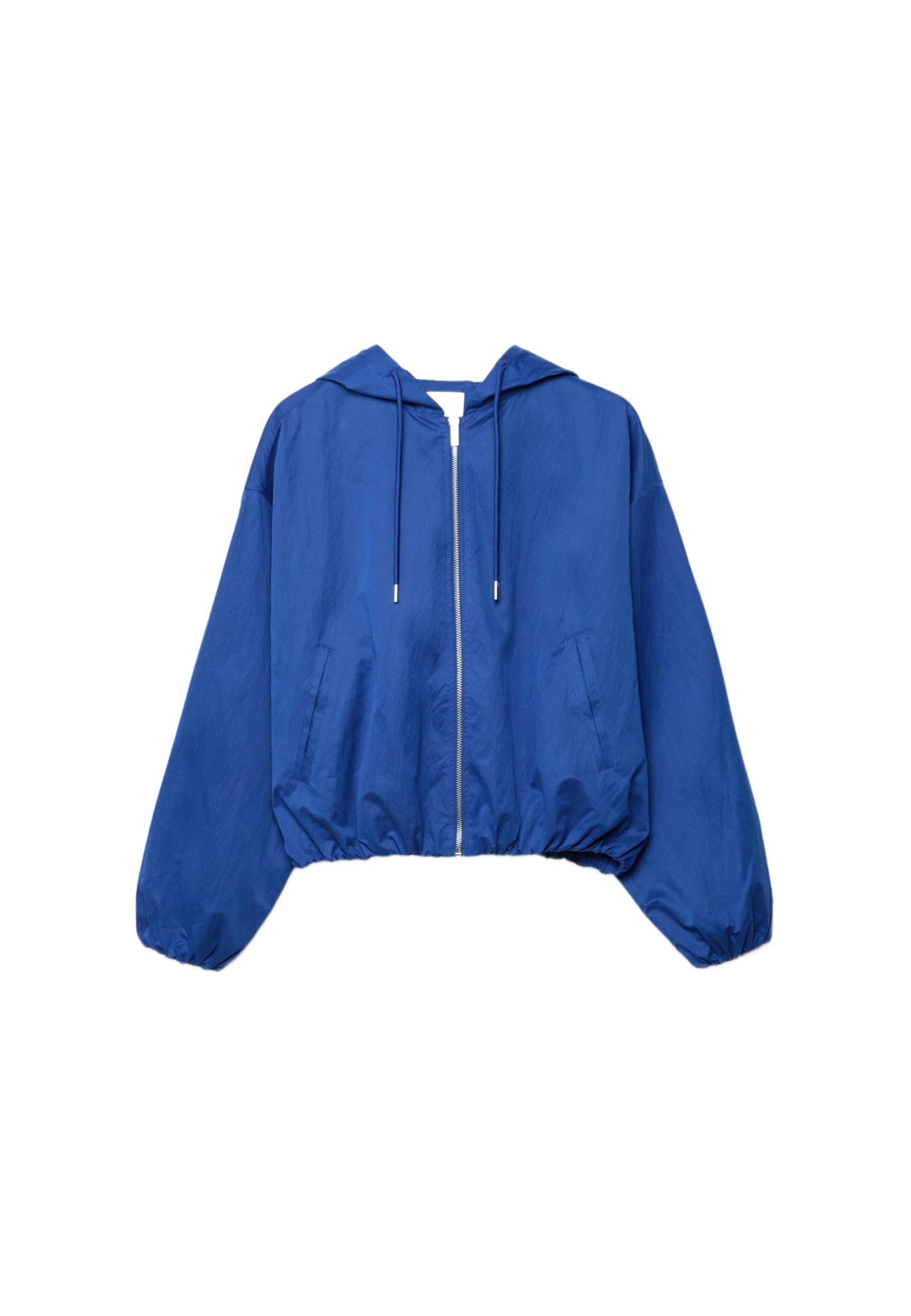 Nylon hooded jacket — Electric blue