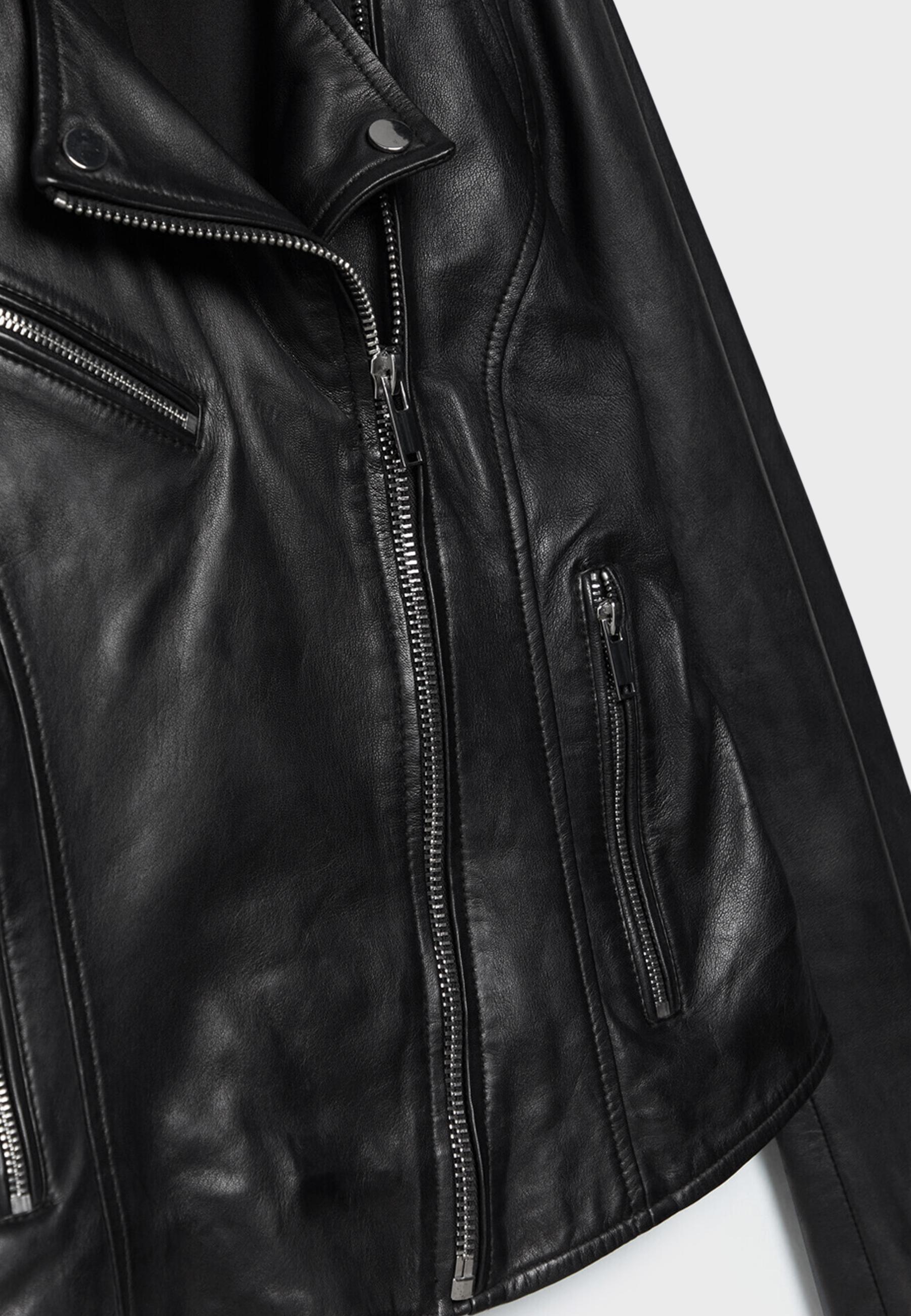 Leather biker jacket — Black