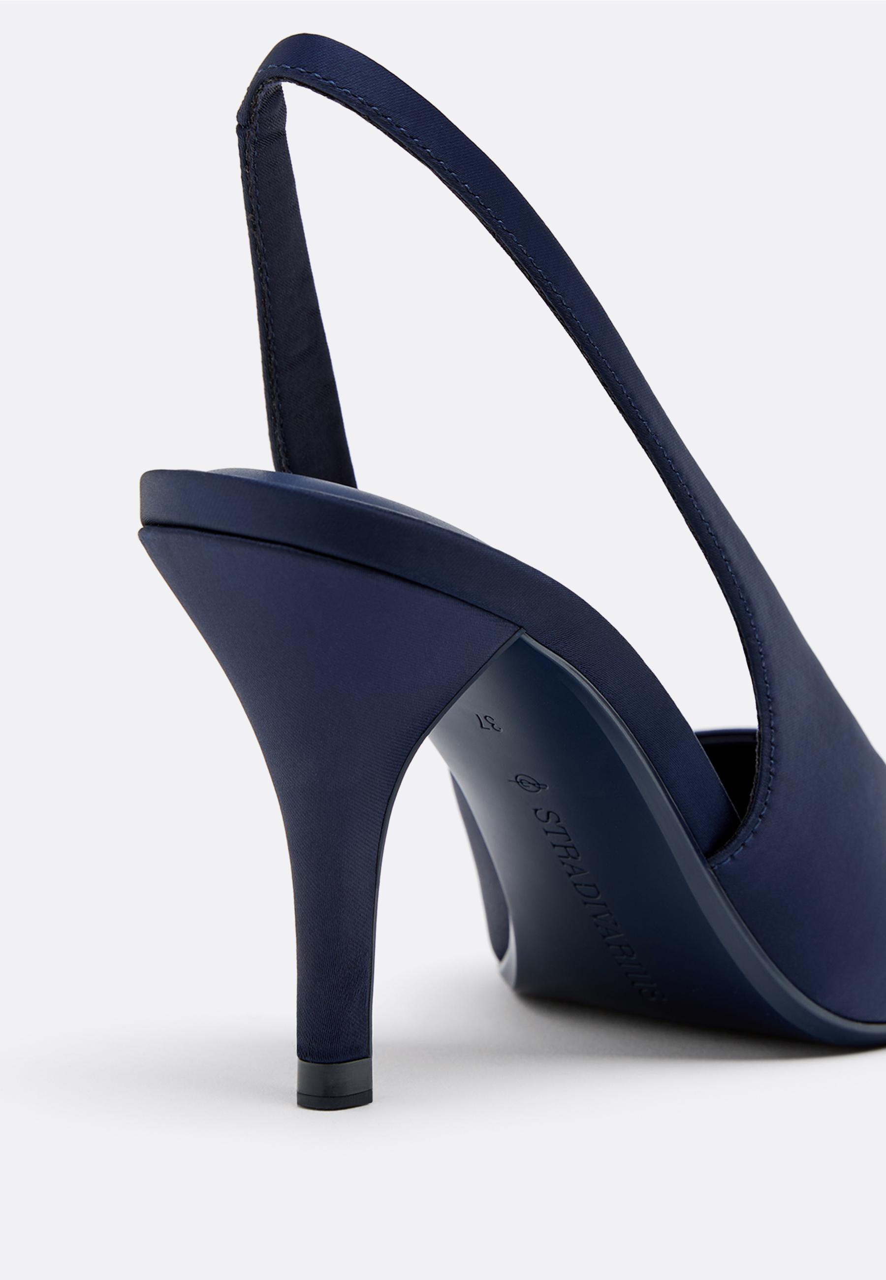 Satin effect heeled shoes — BLUE