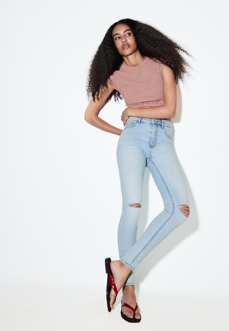 Stradivarius D07 Τζιν Παντελόνι High Waist Μπλε Ντένιμ 32