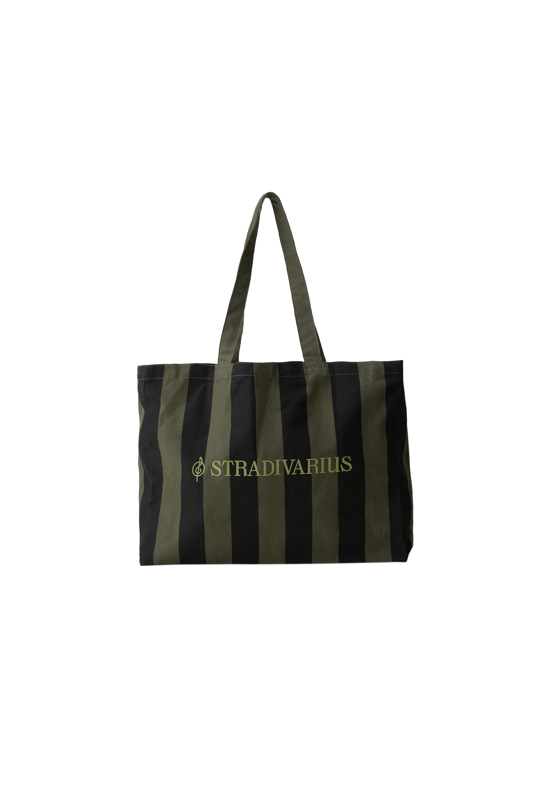 Striped tote bag — Khaki