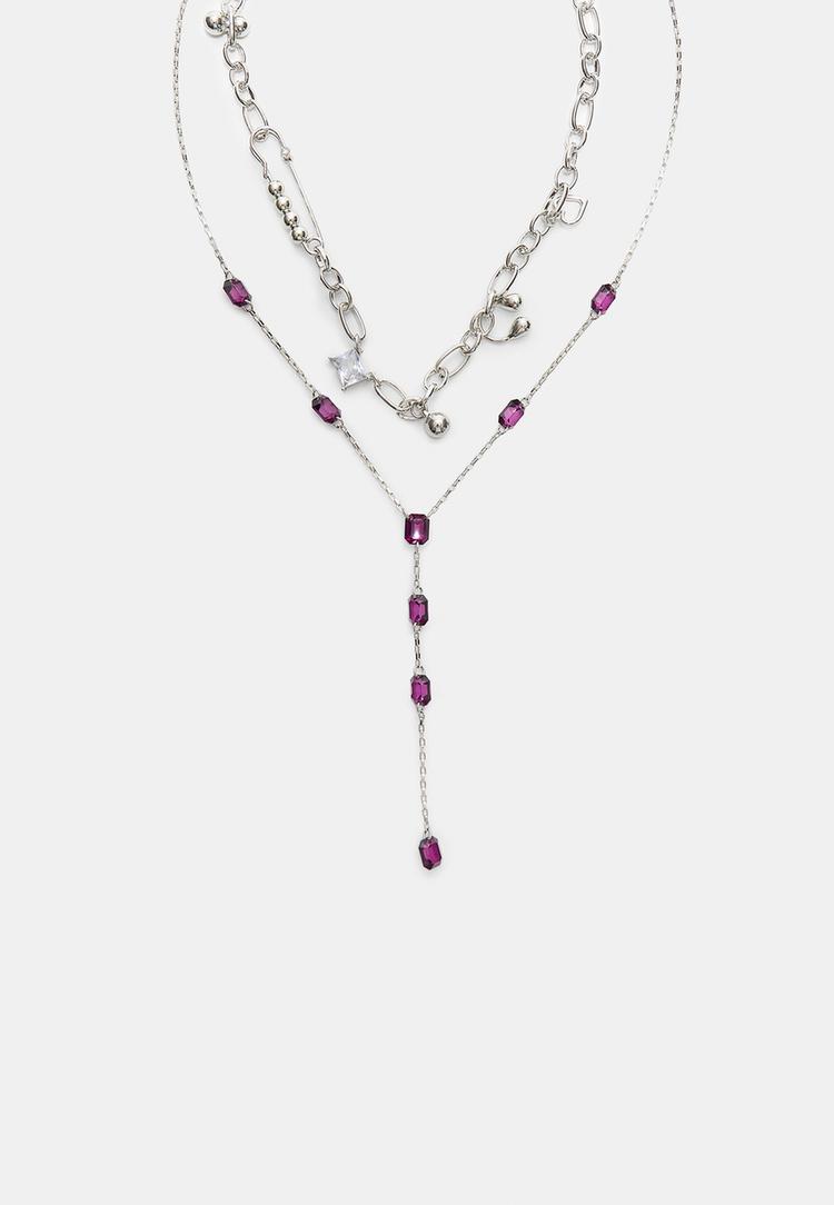 set of 2 rhinestone lariat necklaces