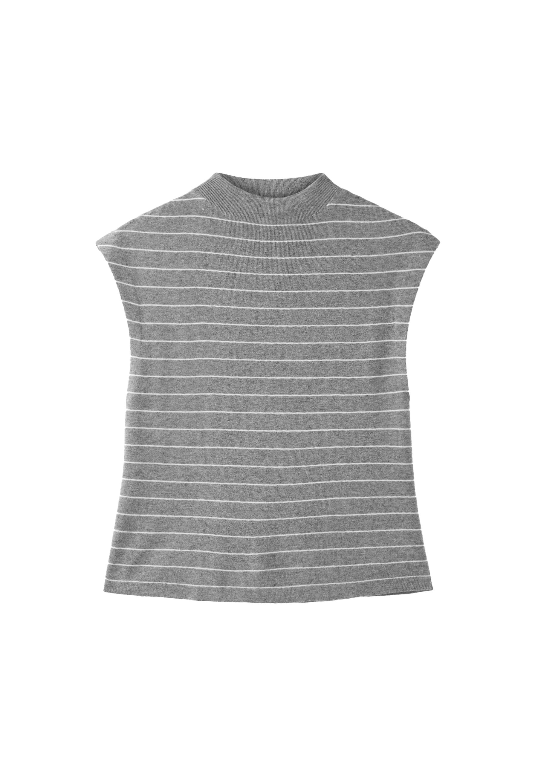 Stand collar knit top — Dark grey