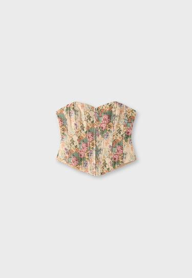 Jacquard bustier top — Stone 7