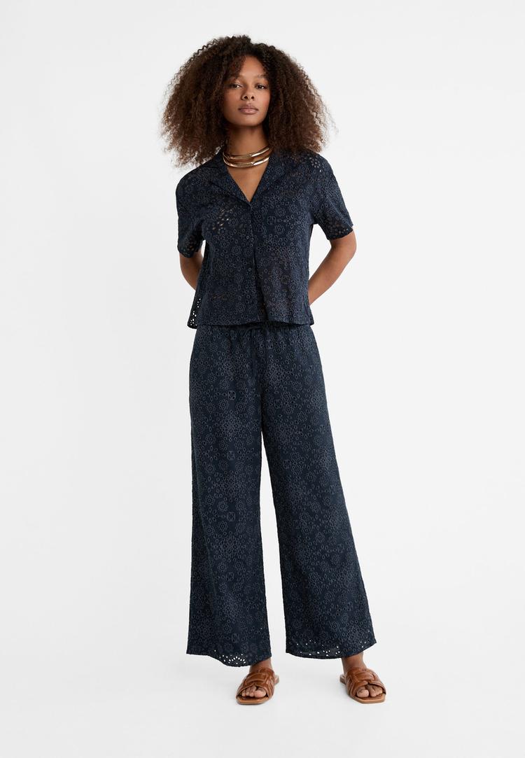 pantalon culotte bordado