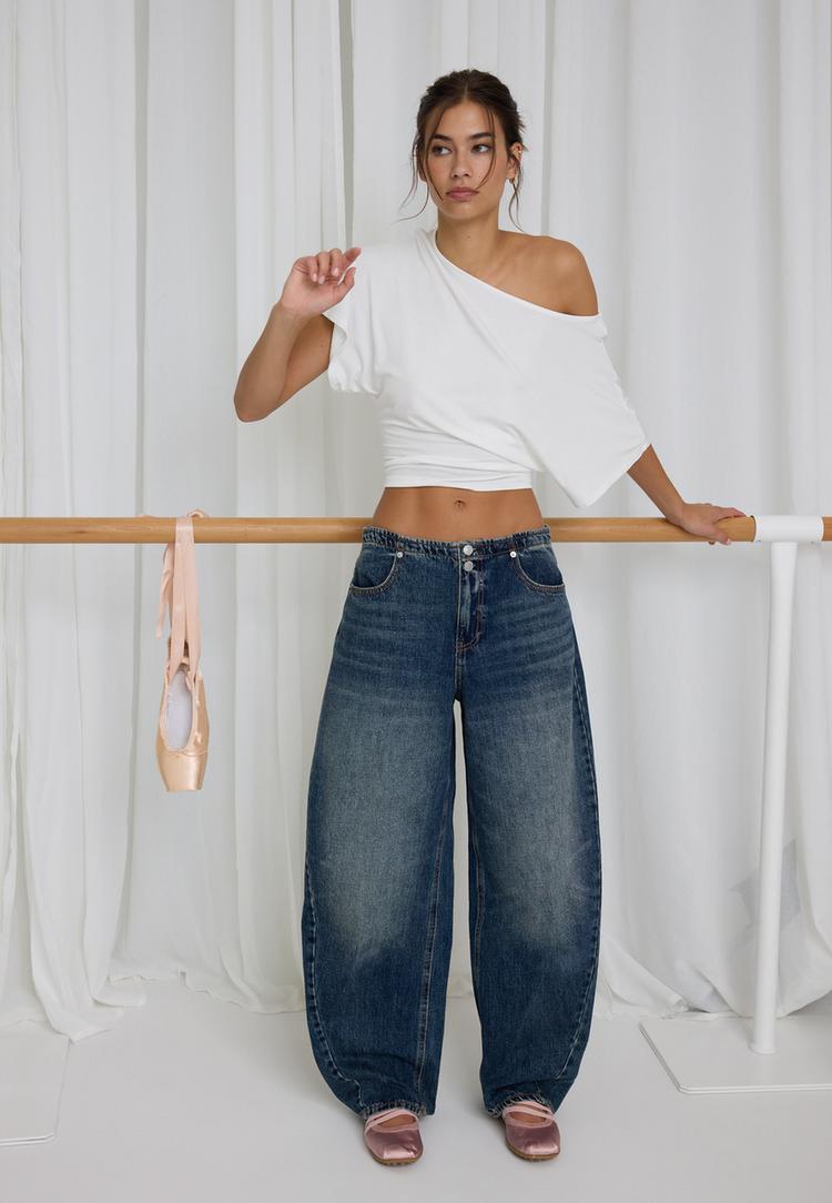 barrel jeans met verstelbare band