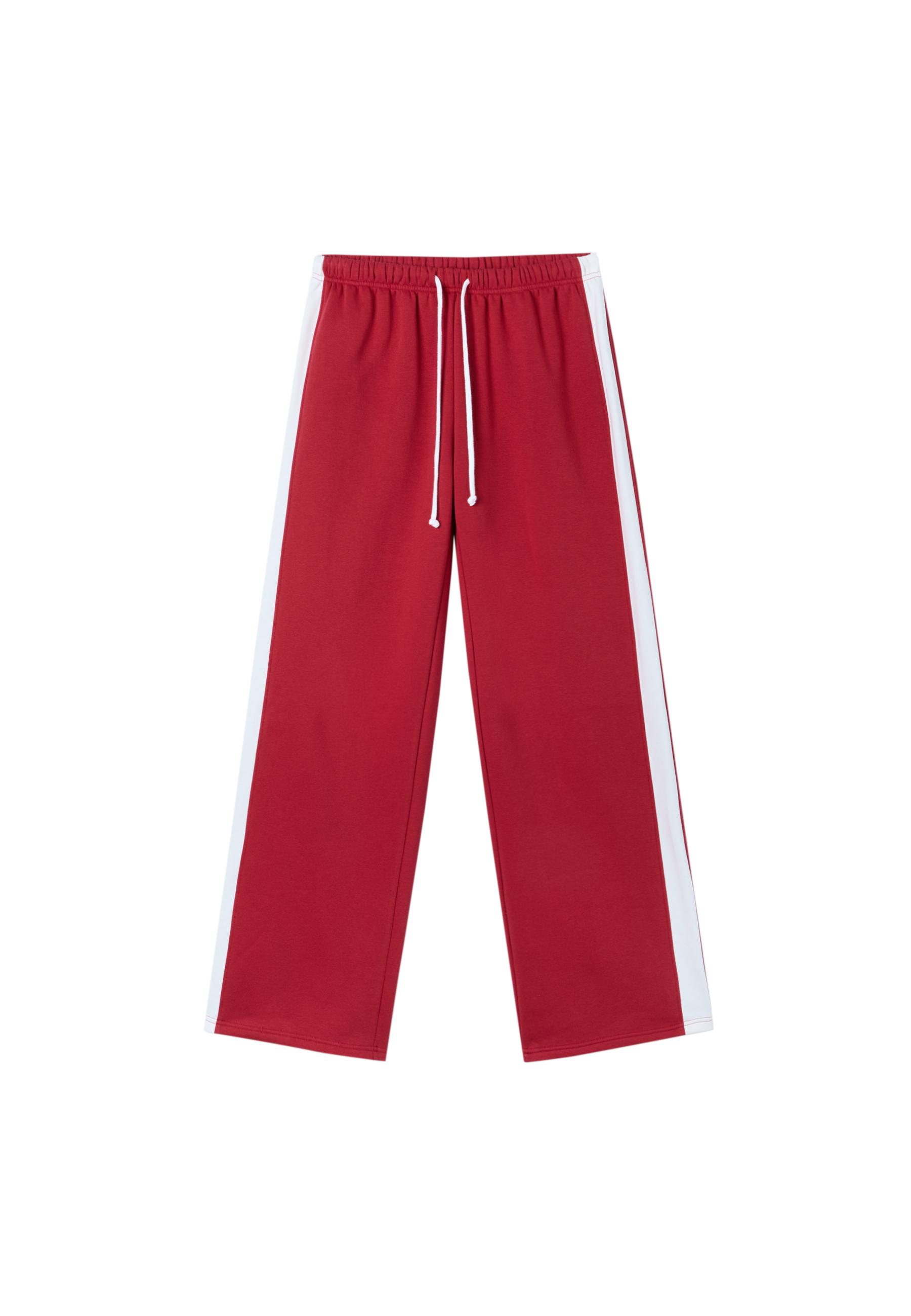 Straight-leg side-stripe joggers — Red