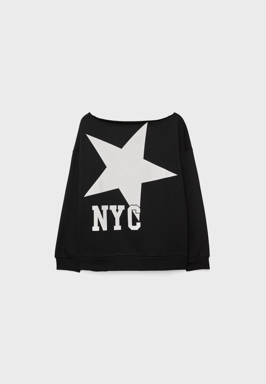 NYC Sweatshirt mit Carmen-Ausschnitt
