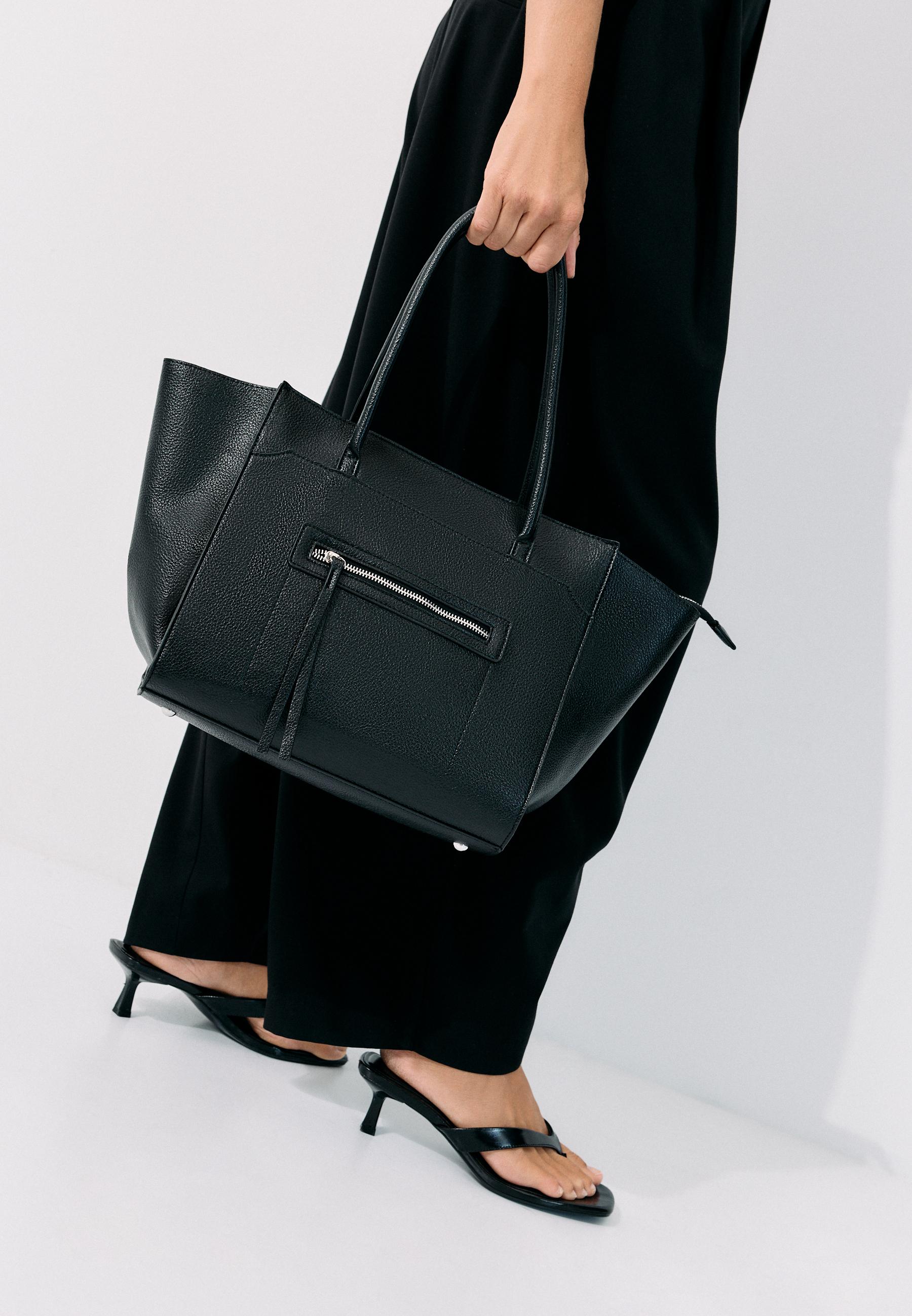 Shopper bag with pocket — Black