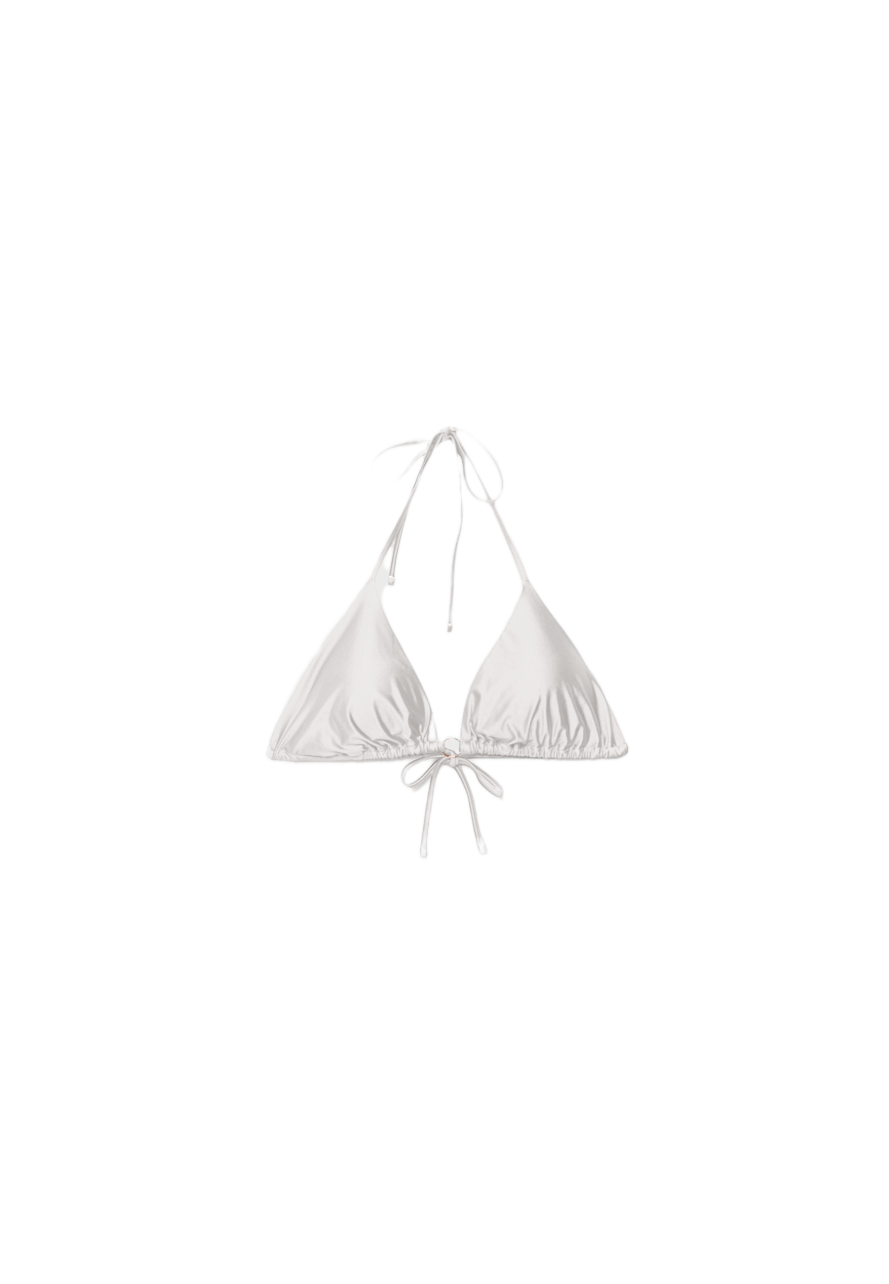Satin triangle bikini top — Ecru