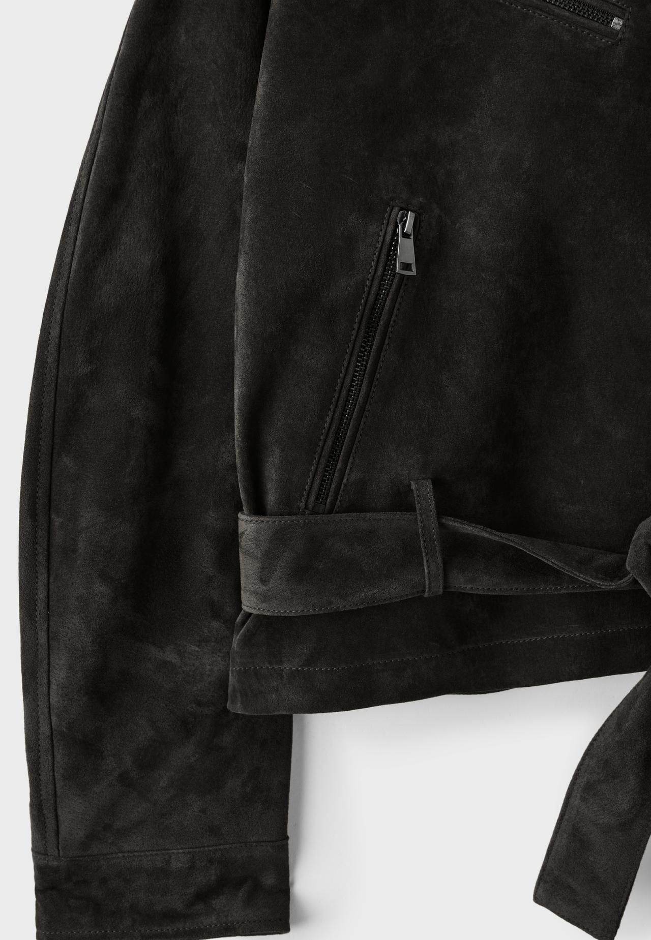 100% leather biker jacket — Dark grey