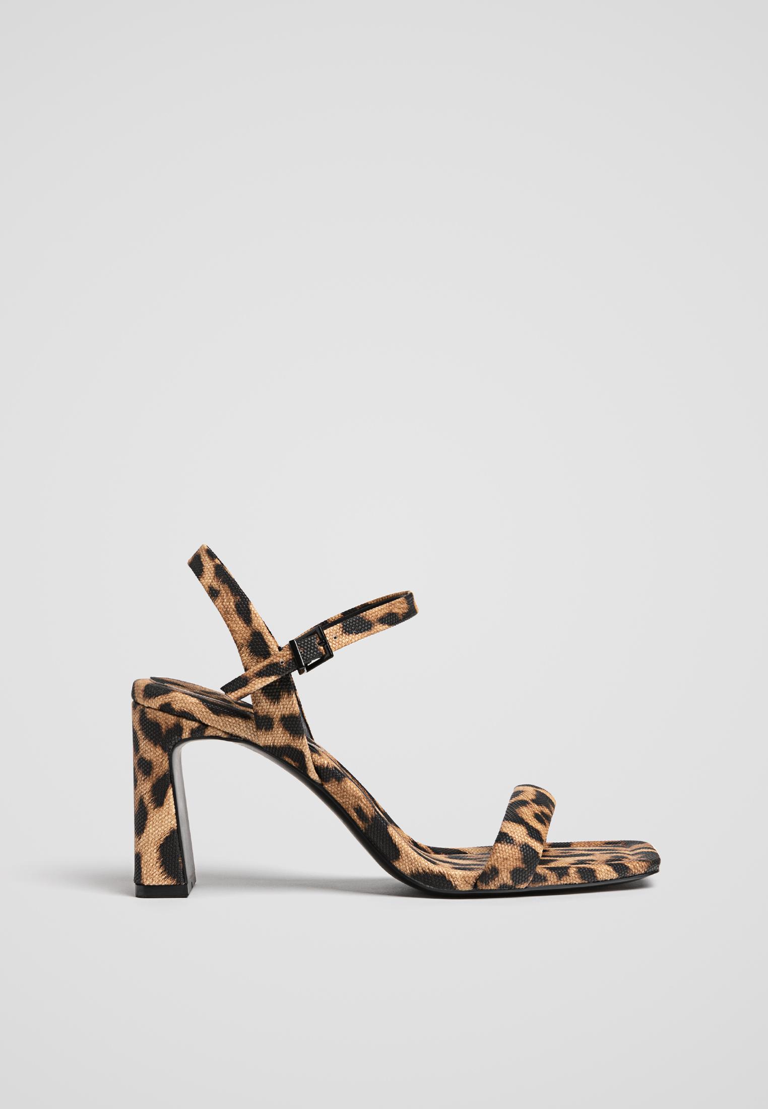 Leopard print high heel sandals