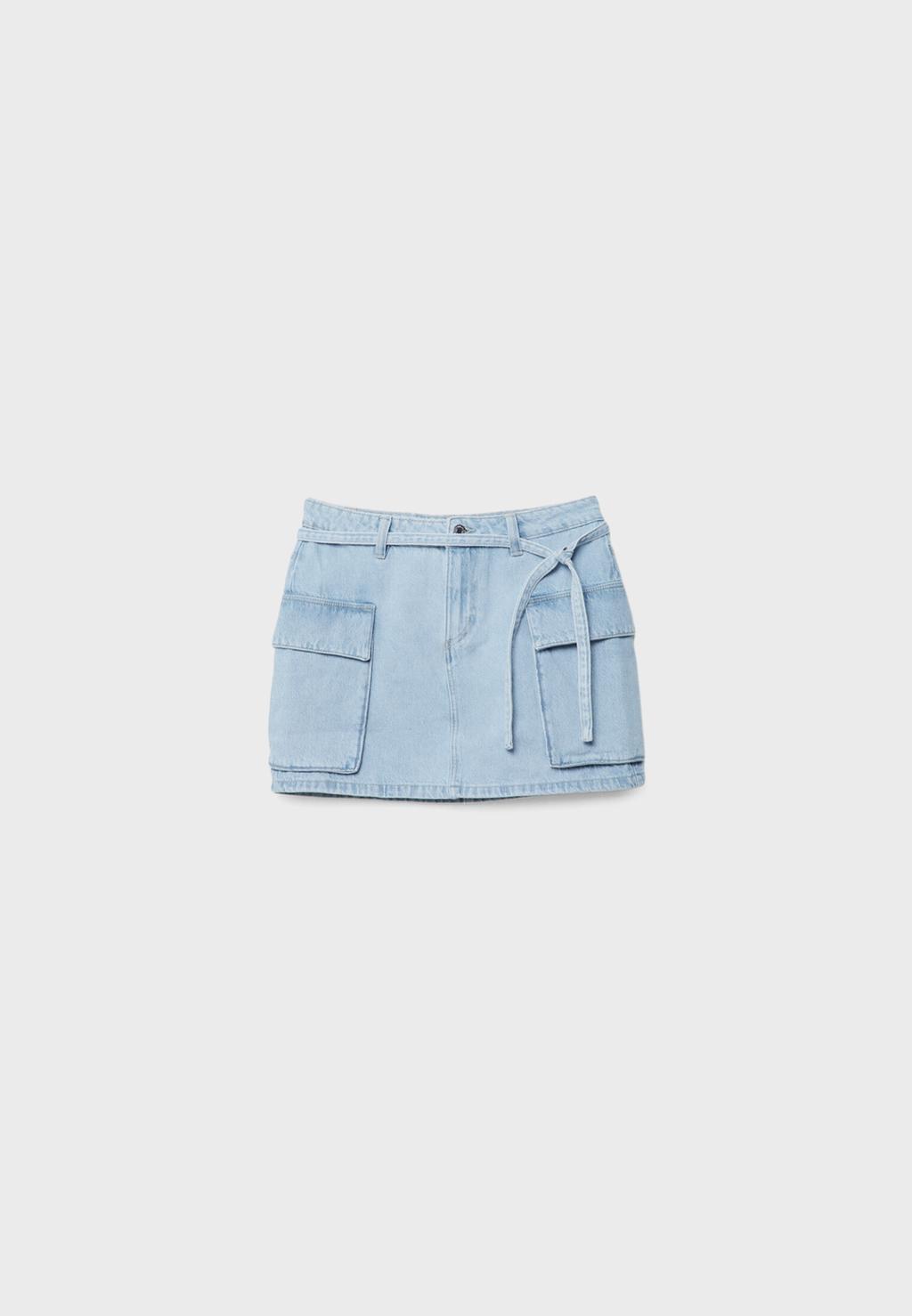 D66 Falda mini cargo denim
