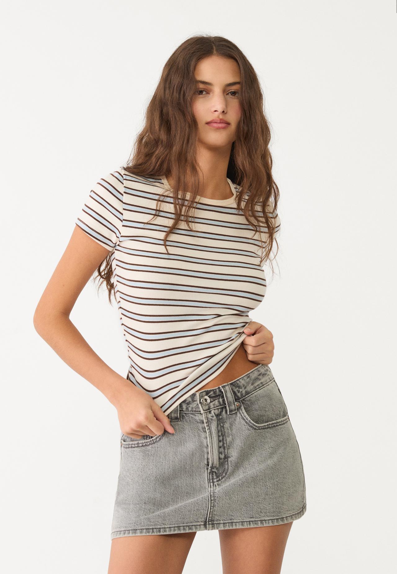 D62 denim skort Stradivarius