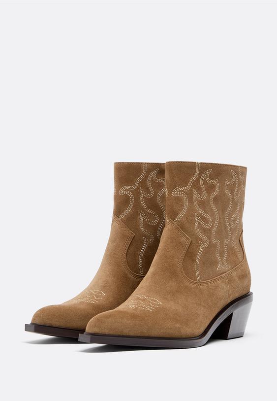 botines tacon cow piel