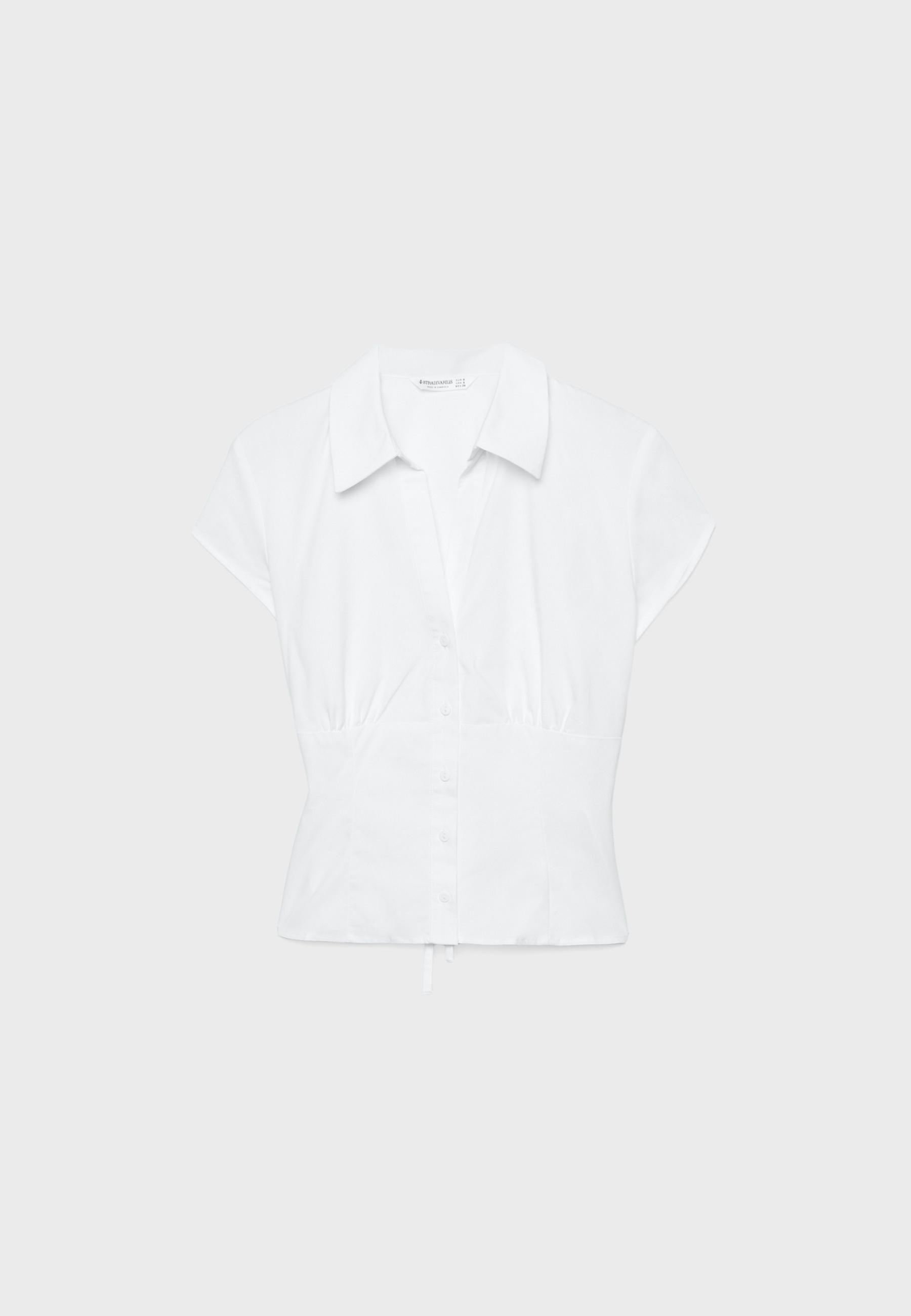 Short sleeve shirt with underbust seam — White