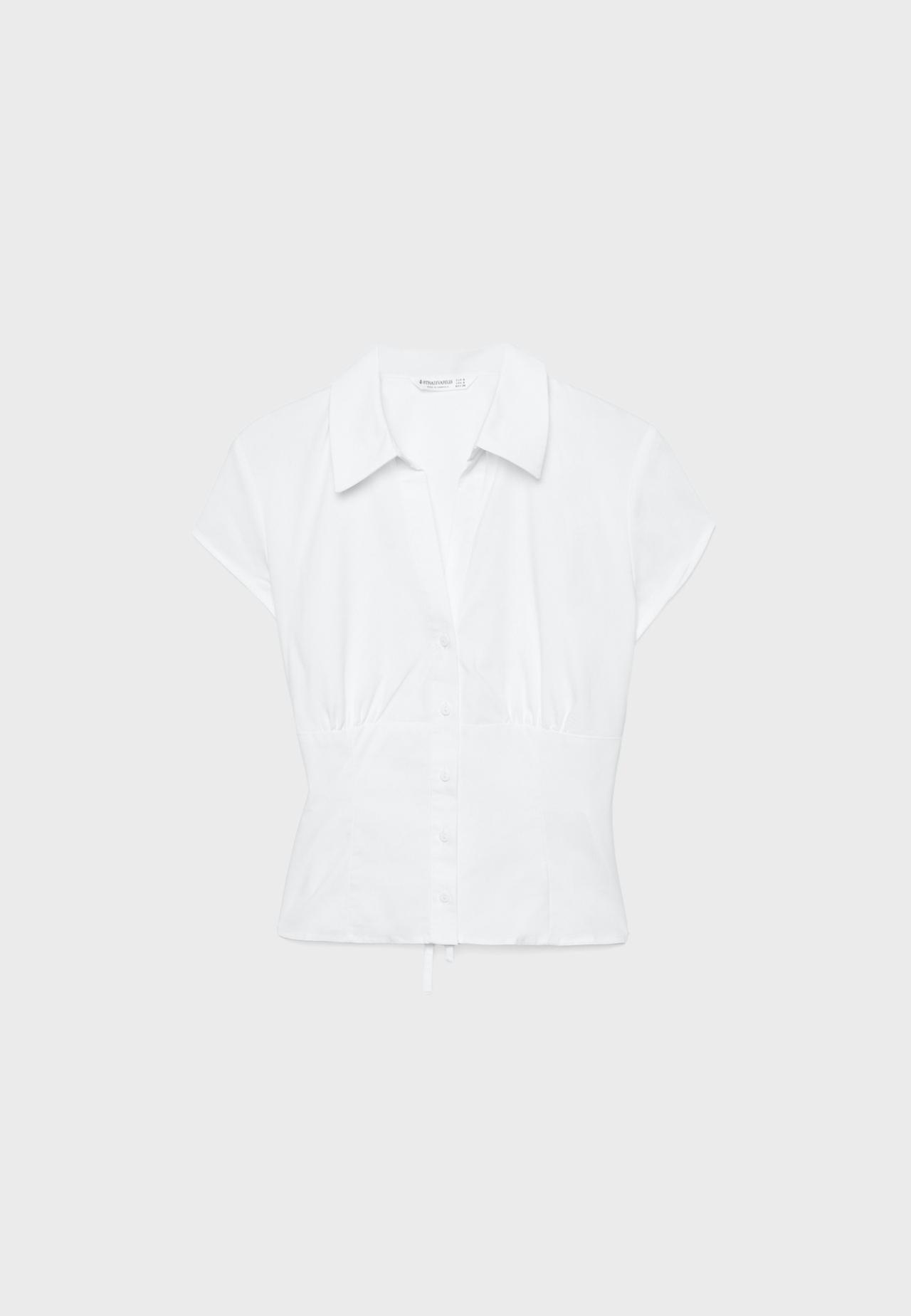 Short sleeve shirt with underbust seam — White